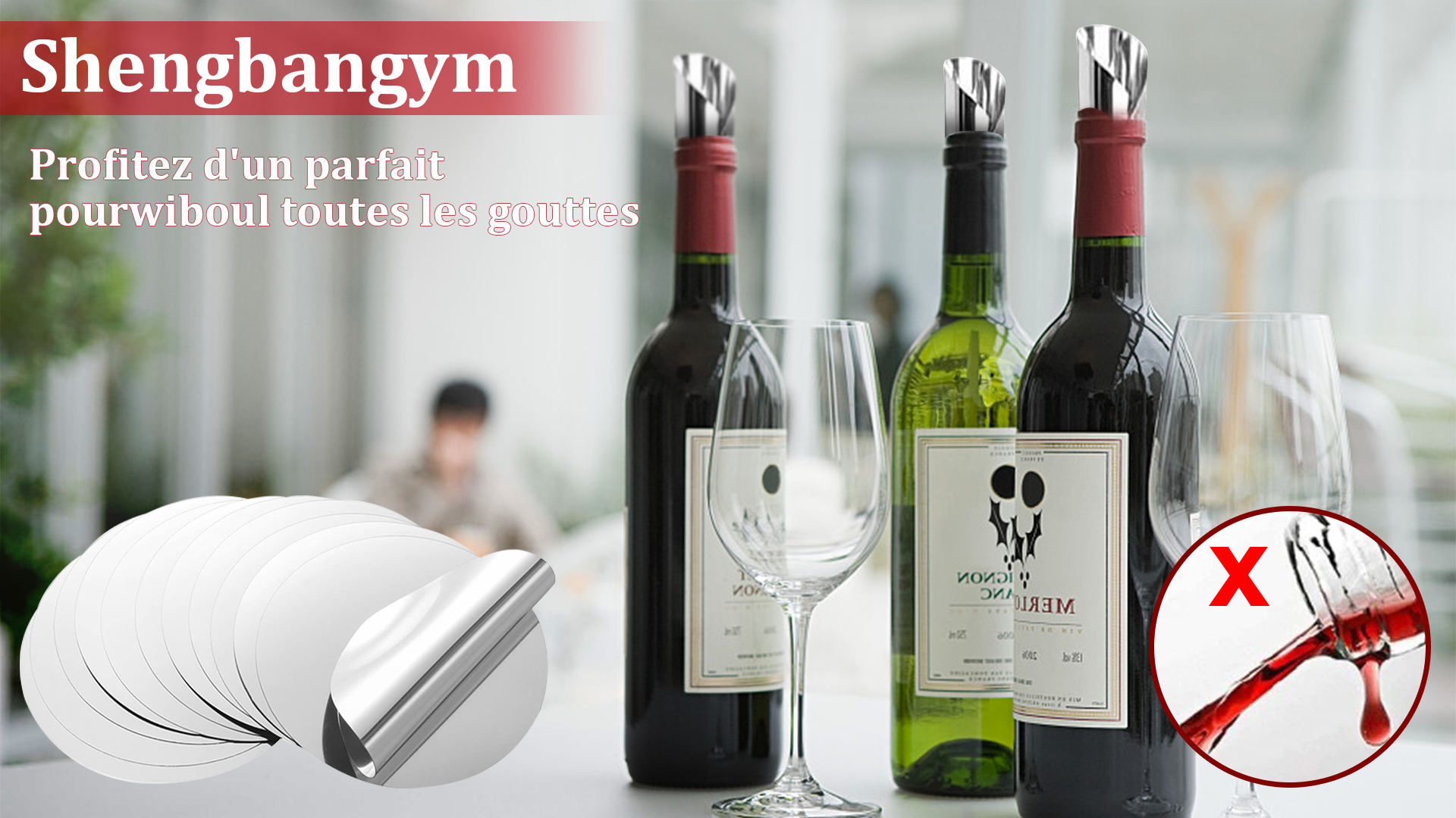 50 Stop-Goutte Vin Réutilisables 7,5 Cm – Disques Anti-Goutte Bouteille Aluminium, Pour Restaurants & Maison