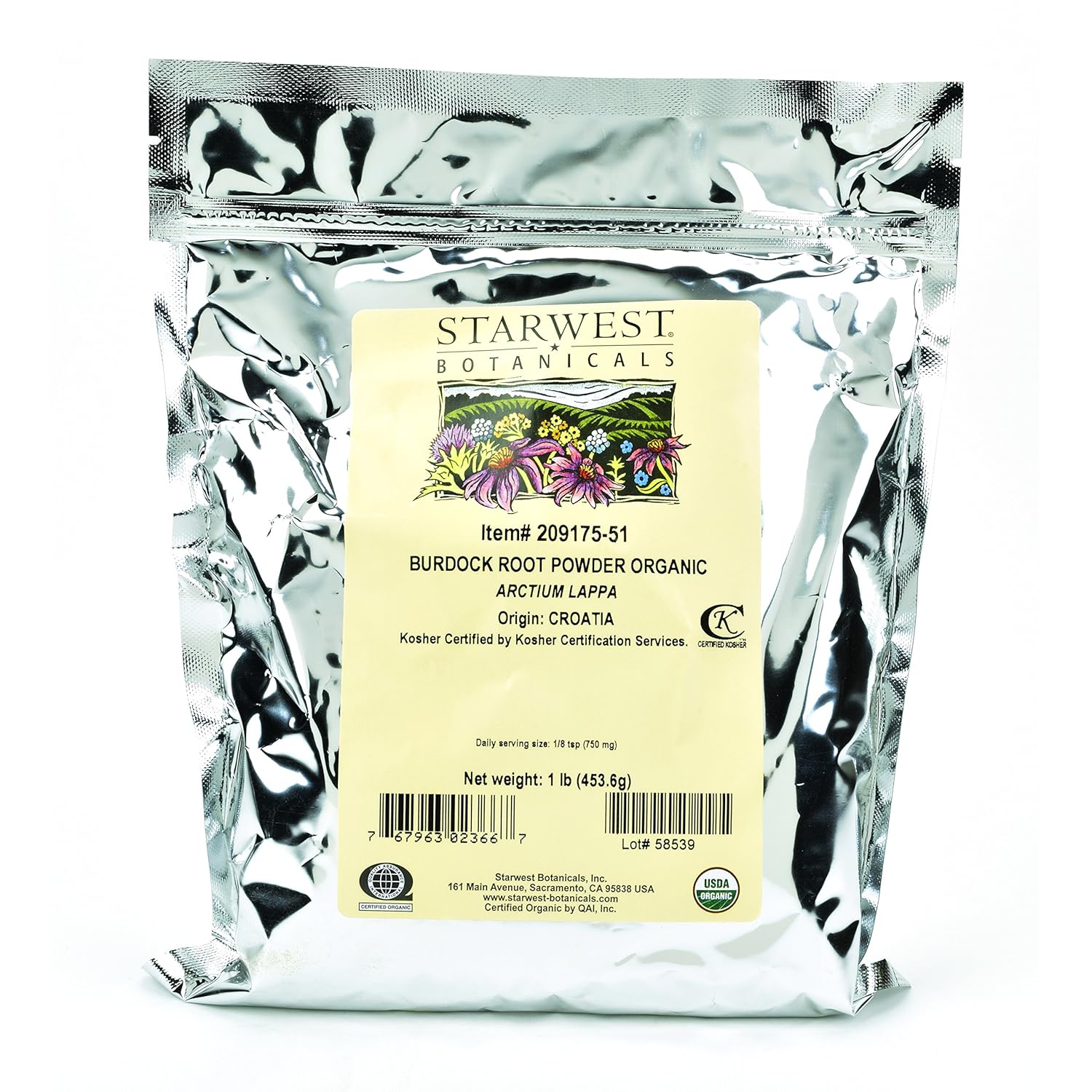 Starwest Botanicals Burdock Root Powder, 1 Pound Health