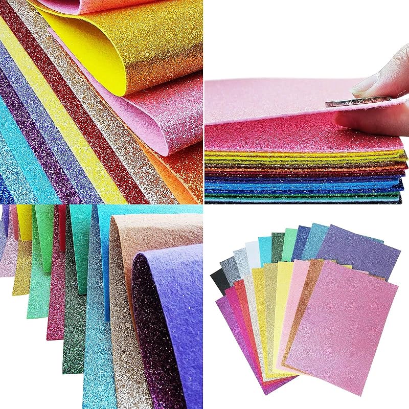 Jtnohx Csillámos Filc Készlet - 20 db 20x30 cm-es Filcanyag Kézműveskedéshez, Dekorációhoz, Partikhoz és Ünnepi Projektekhez