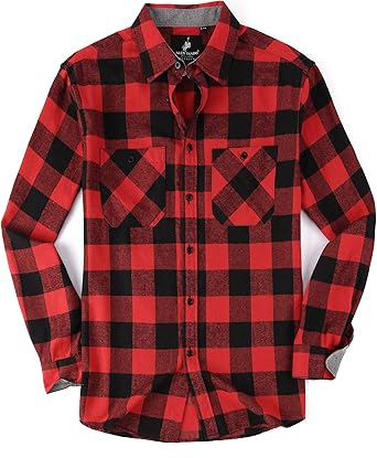 Alex Vando Mens Button Down Shirts Regular Fit Long Sleeve Casual Plaid Flannel Shirt