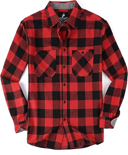 Alex Vando Mens Button Down Shirts Regular Fit Long Sleeve Casual Plaid Flannel Shirt