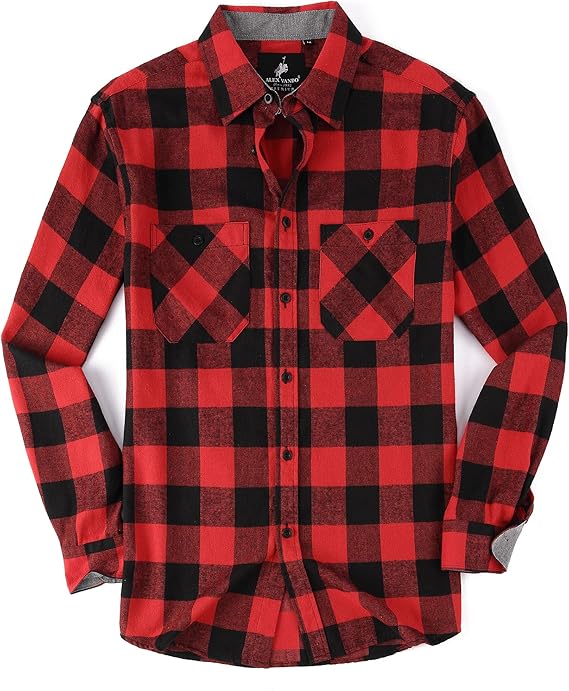 Alex Vando Mens Button Down Shirts Regular Fit Long Sleeve Casual Plaid Flannel Shirt