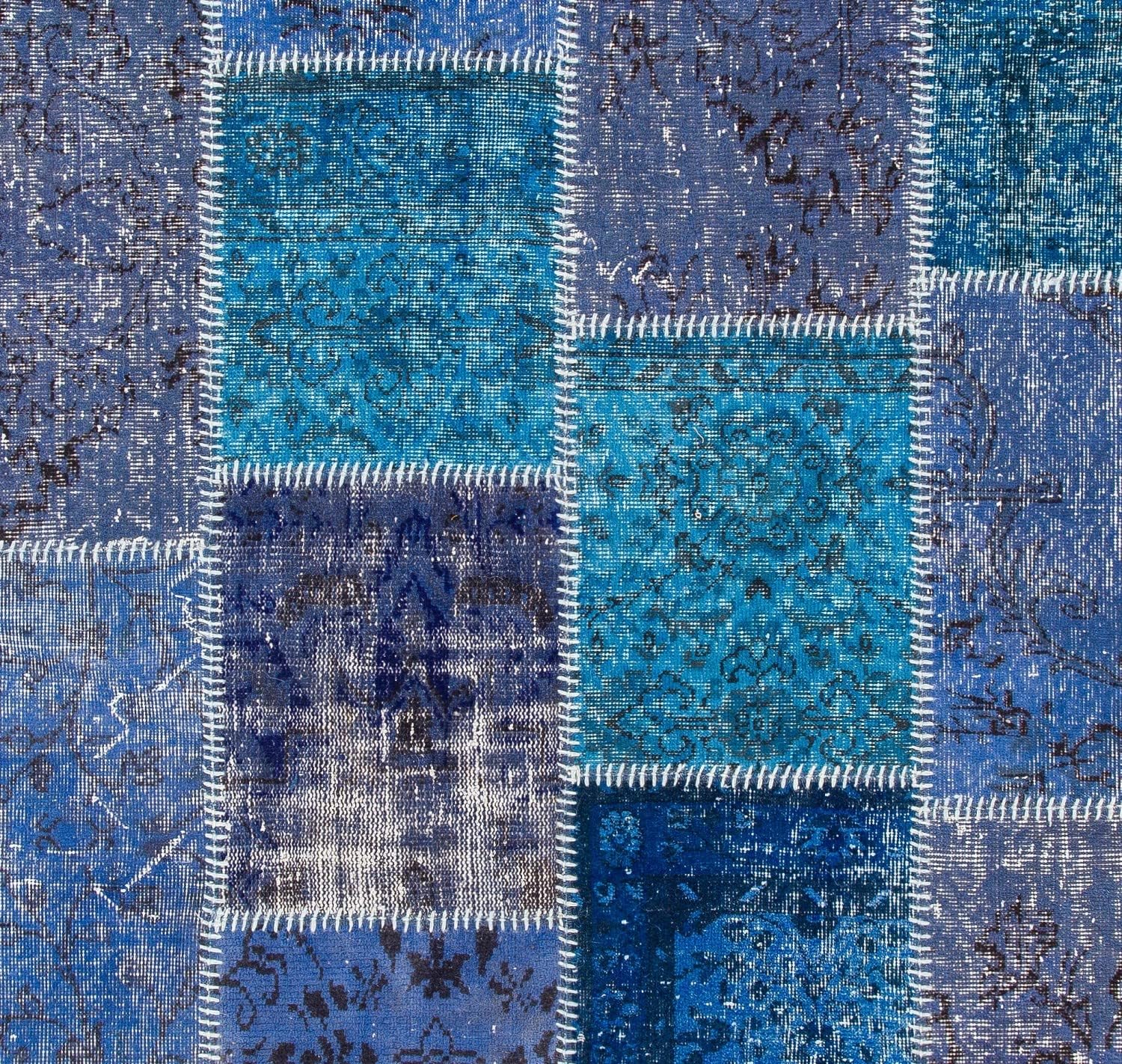 Modern Handmade Patchwork Rug, Wool and Cotton Turkish Carpet. Custom Colors & Sizes Available. D730
