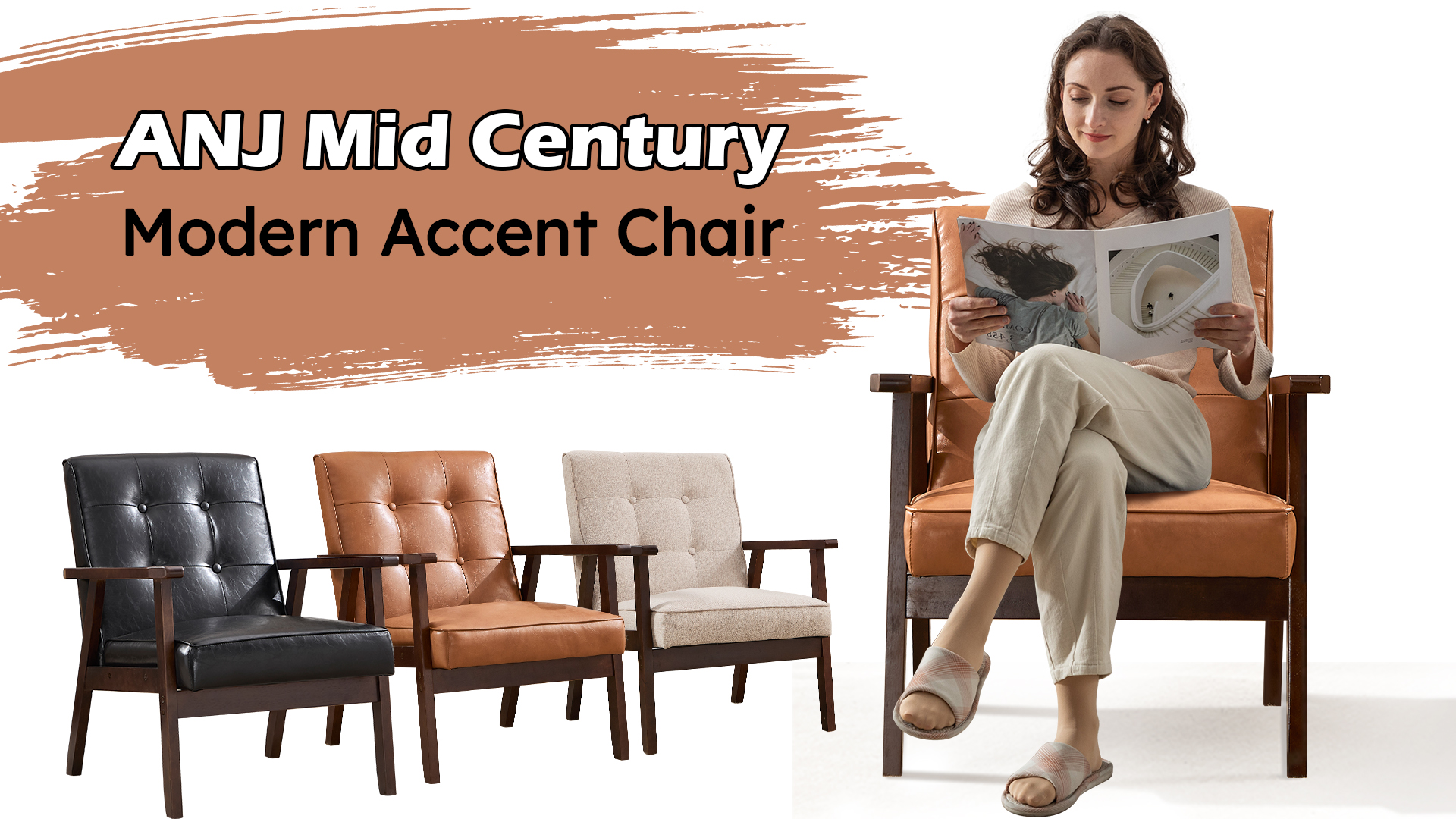 Amazon.com: ANJ Mid Century Modern Accent Chair, Tufted