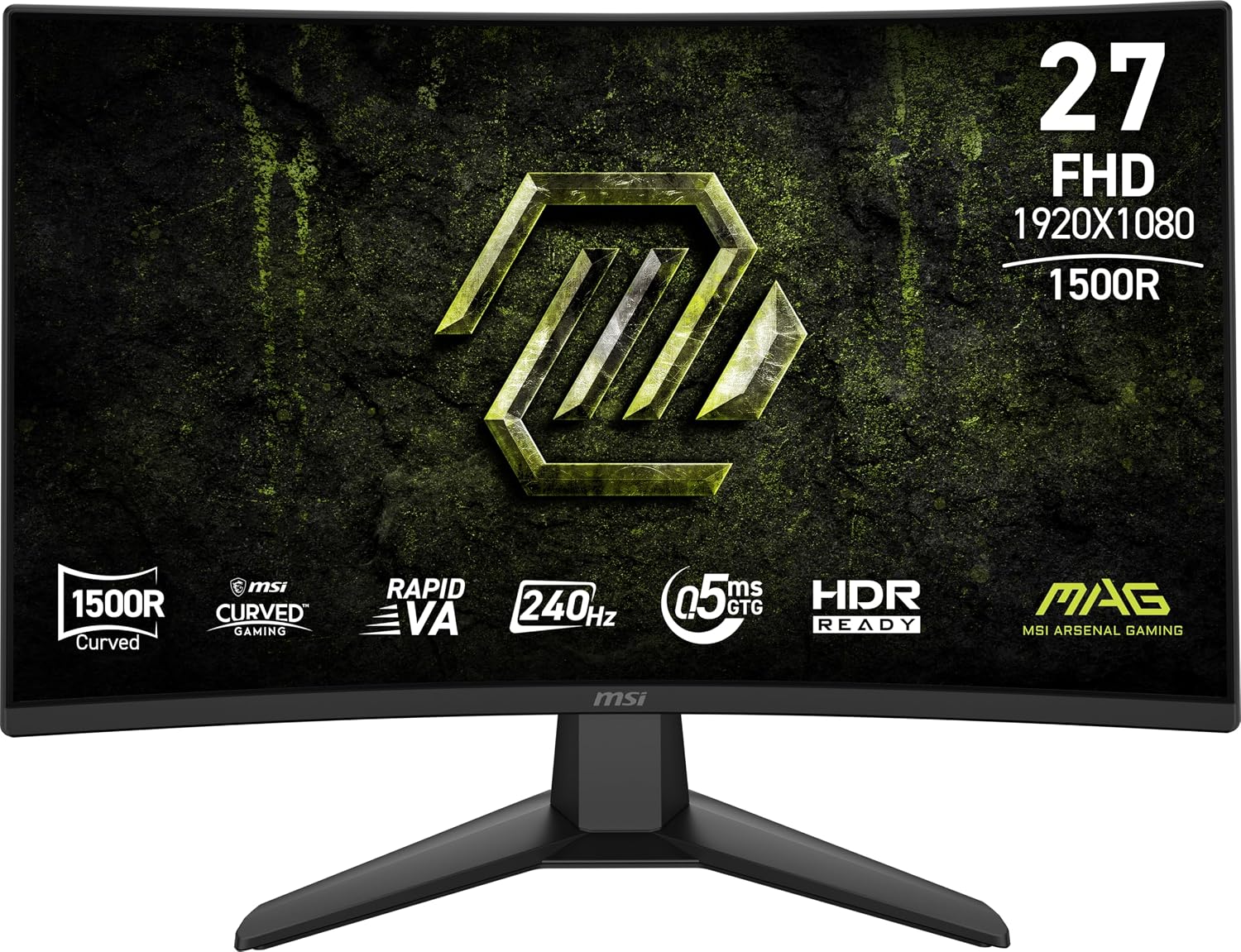 msi MAG 274CF X24 27-inch 1920 x 1080 (FHD) Gaming Monitor, 240Hz, AMD FreeSync Premium, HDR Ready, HDMI, VGA Port, VESA, Tilt, 0.5ms, Black