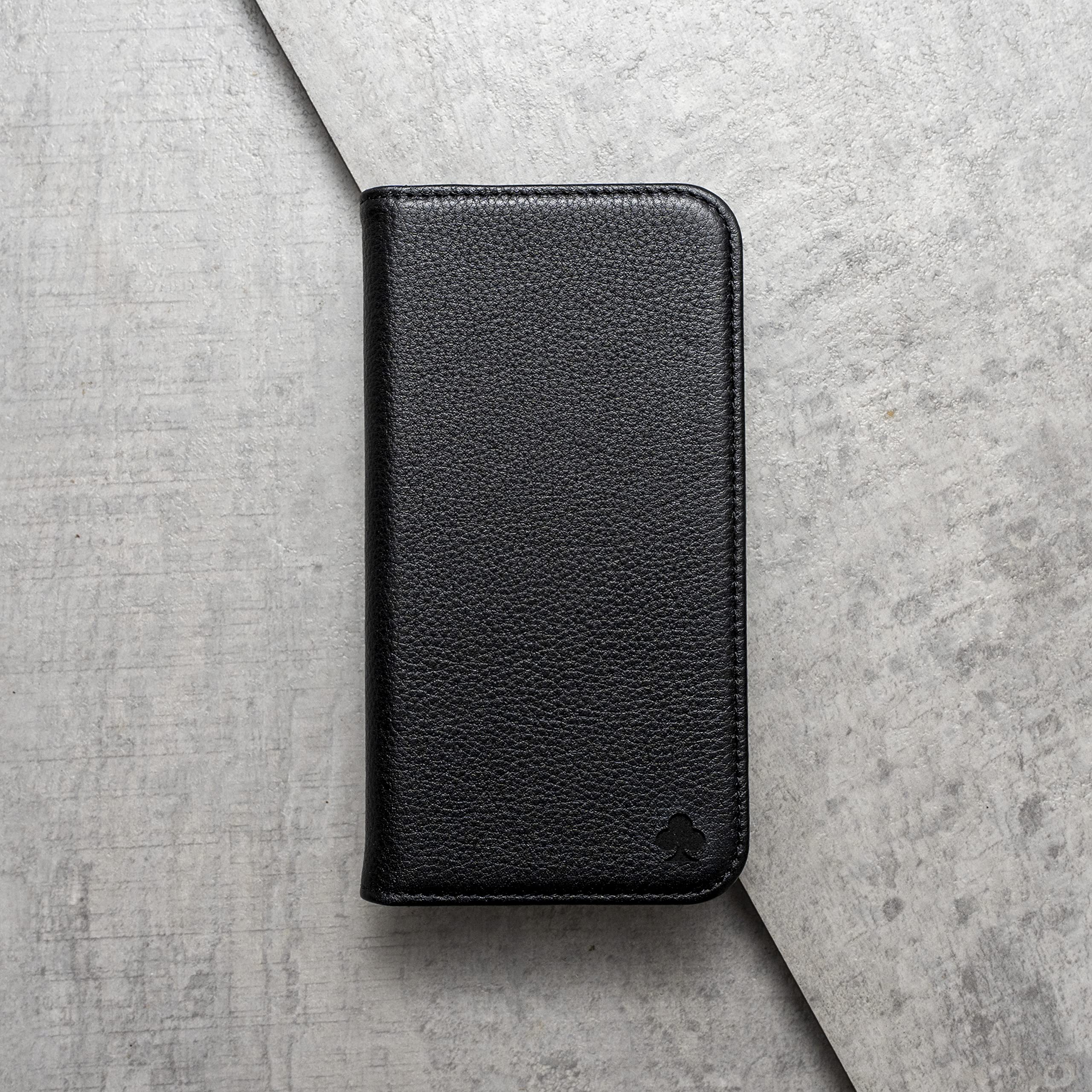 Porter Riley - Custodia in Pelle per iPhone XR. Supporto/Copertura/Portafoglio Slot Per Schede, Supporto Orizzontale, Telaio Resistente (Nero Assoluto)
