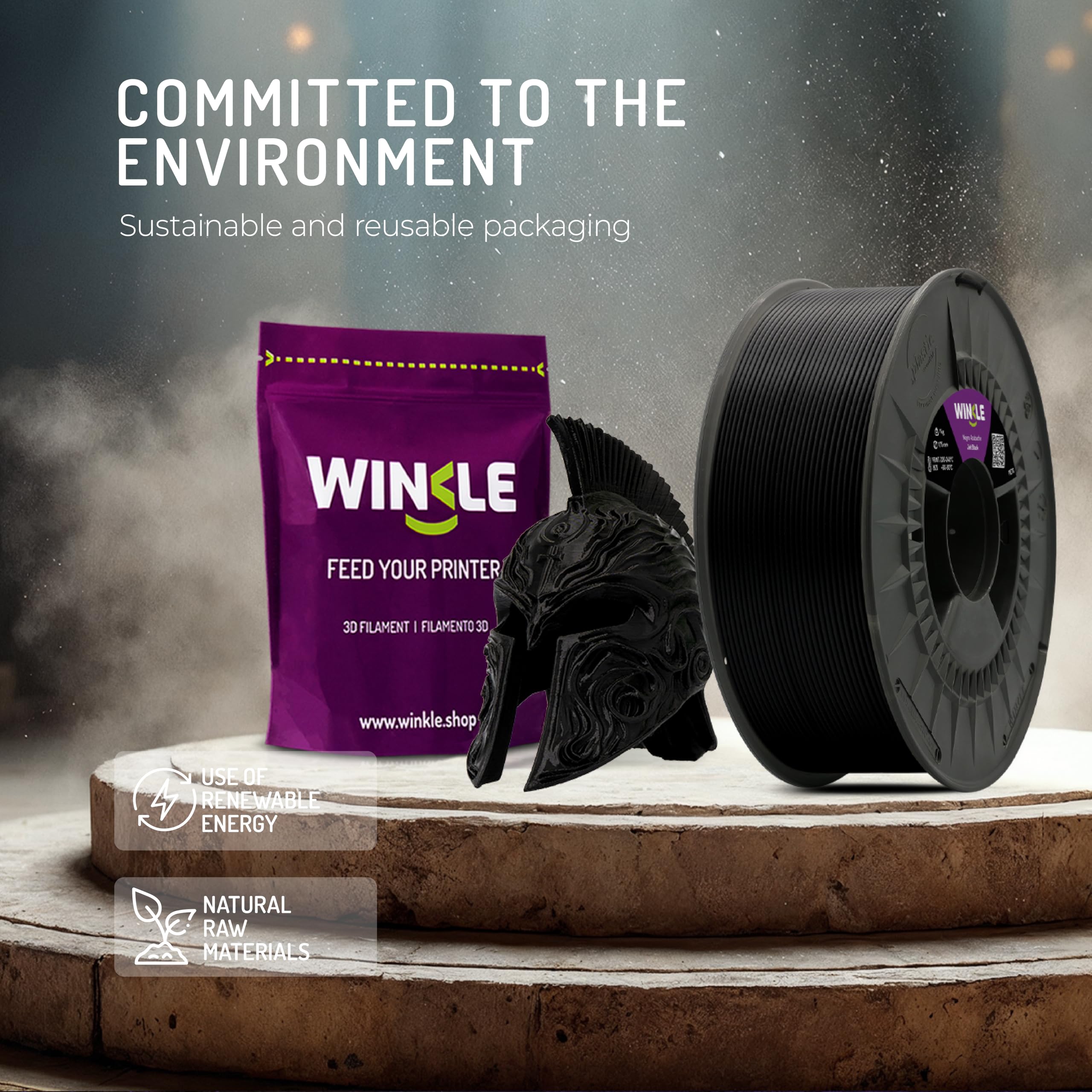 Winkle Petg Filament 1,75 mm czarny Azabache, filament do druku 3D, szpula 1000 kg