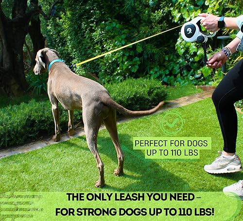 Miniatura 3 de Snuggle Paws - Correa retráctil todo en uno para perro de 16 pies, linterna LED, soporte para bolsa de excrementos, cable a prueba de masticación,