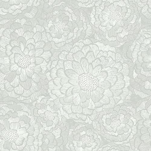 Miniatura 5 de RoomMates RMK12108WP - Papel tapiz para despegar y pegar con diseño de dalia Zen gris y blanco