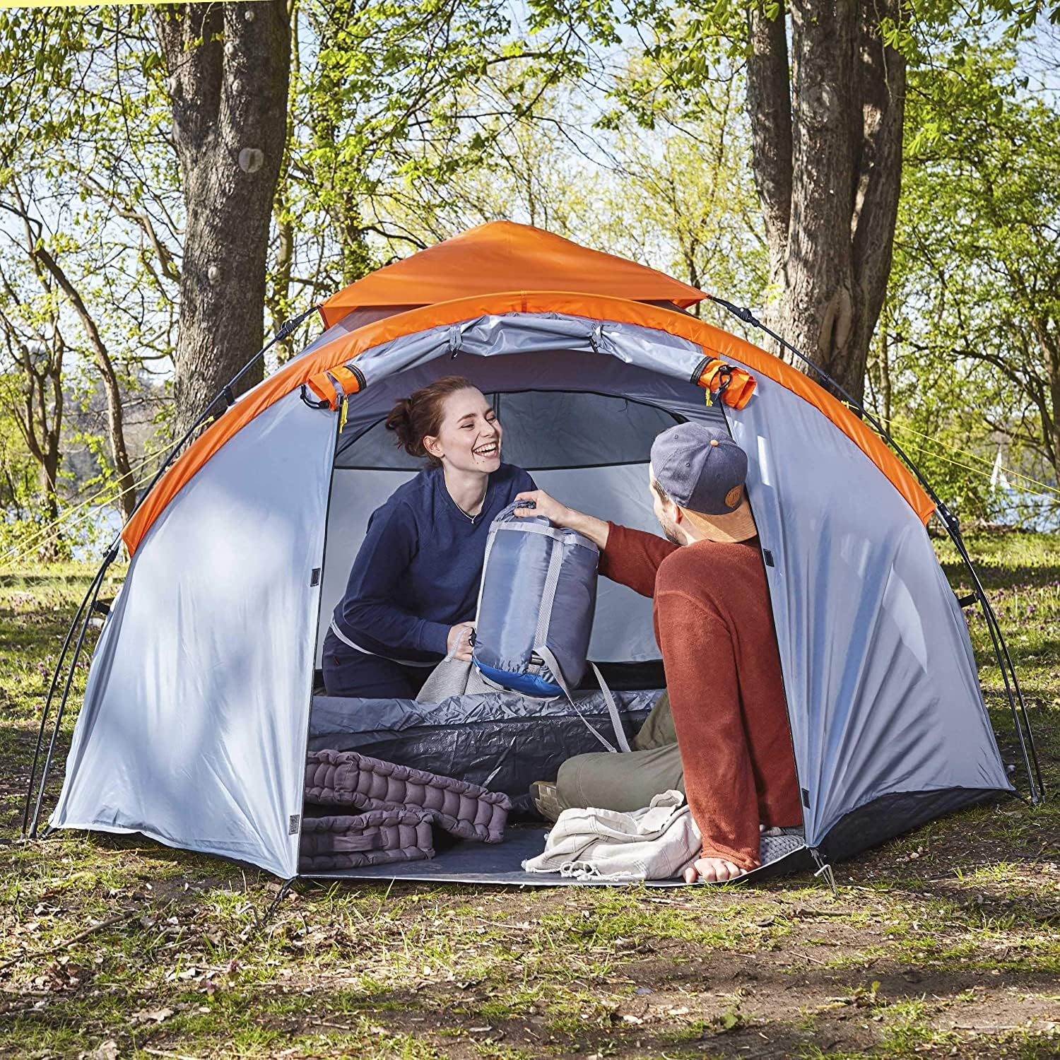 Lumaland Tenda Da Campeggio | 3-4 Person Family Tenda | Interne 210x210x120 cm | Impermeabile & antivento | Ideale come campeggio, festival e tenda da viaggio | Ultraleggero & robusto [Verde]