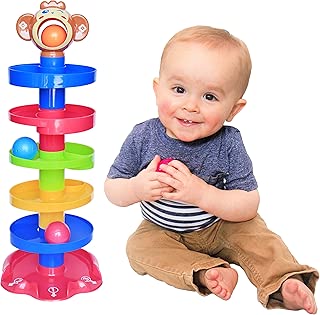 CC O PLAY Monkey Ball Drop Toy for Babies and Toddlers | New 6 Layer Tower Run with Swirling Ramps and 3 Balls | Best Educational Development Toy Set for Kids - coolthings.us