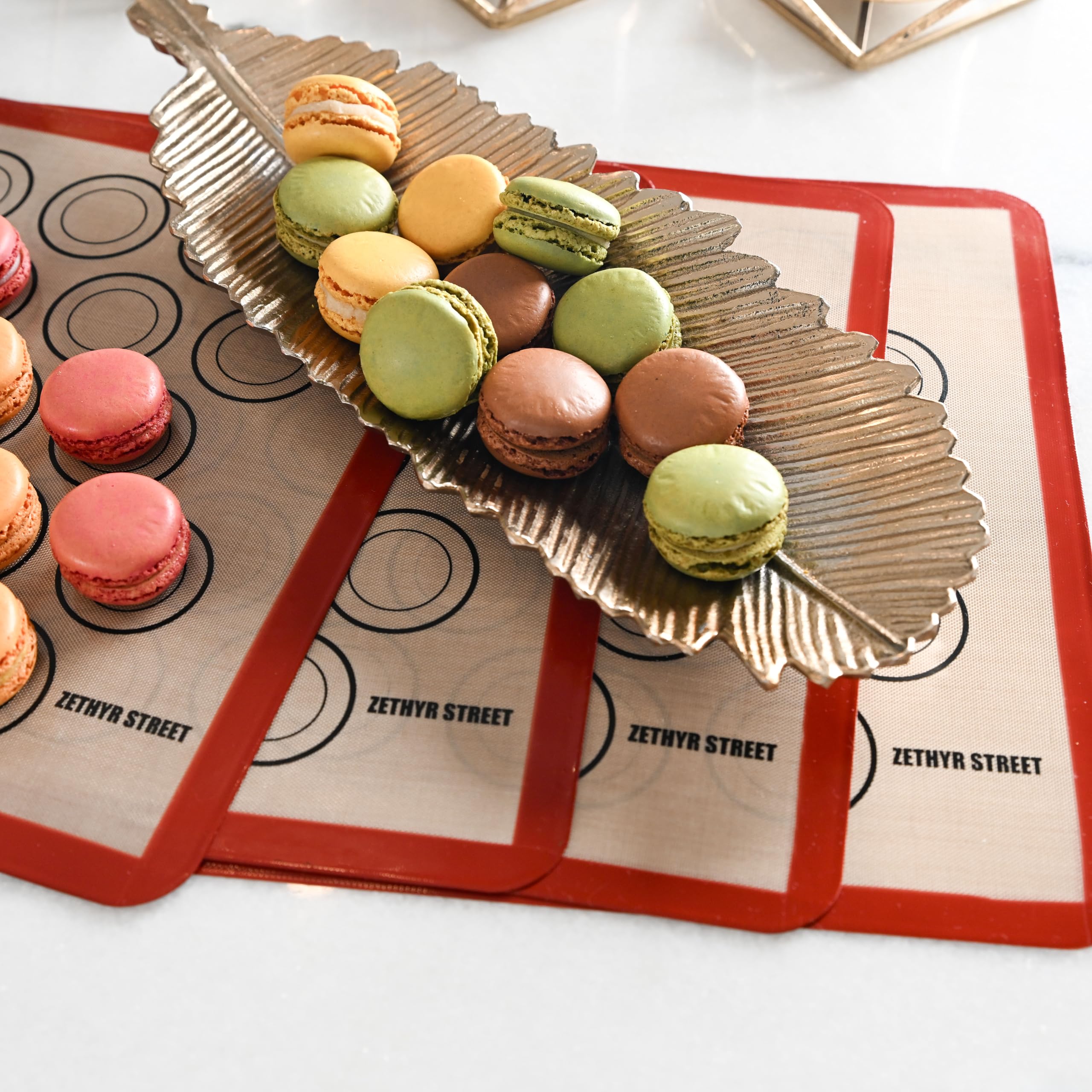 Macaron Backmatte, Silikon, antihaftbeschichtet, vollständiges Blatt, wiederverwendbar, 10 Stück, Rot | Antihaft-Macaron-Matte für perfektes Backen, spülmaschinen- und ofenfest, für Macarons, Kekse, Brot und mehr, 40 x 60 cm