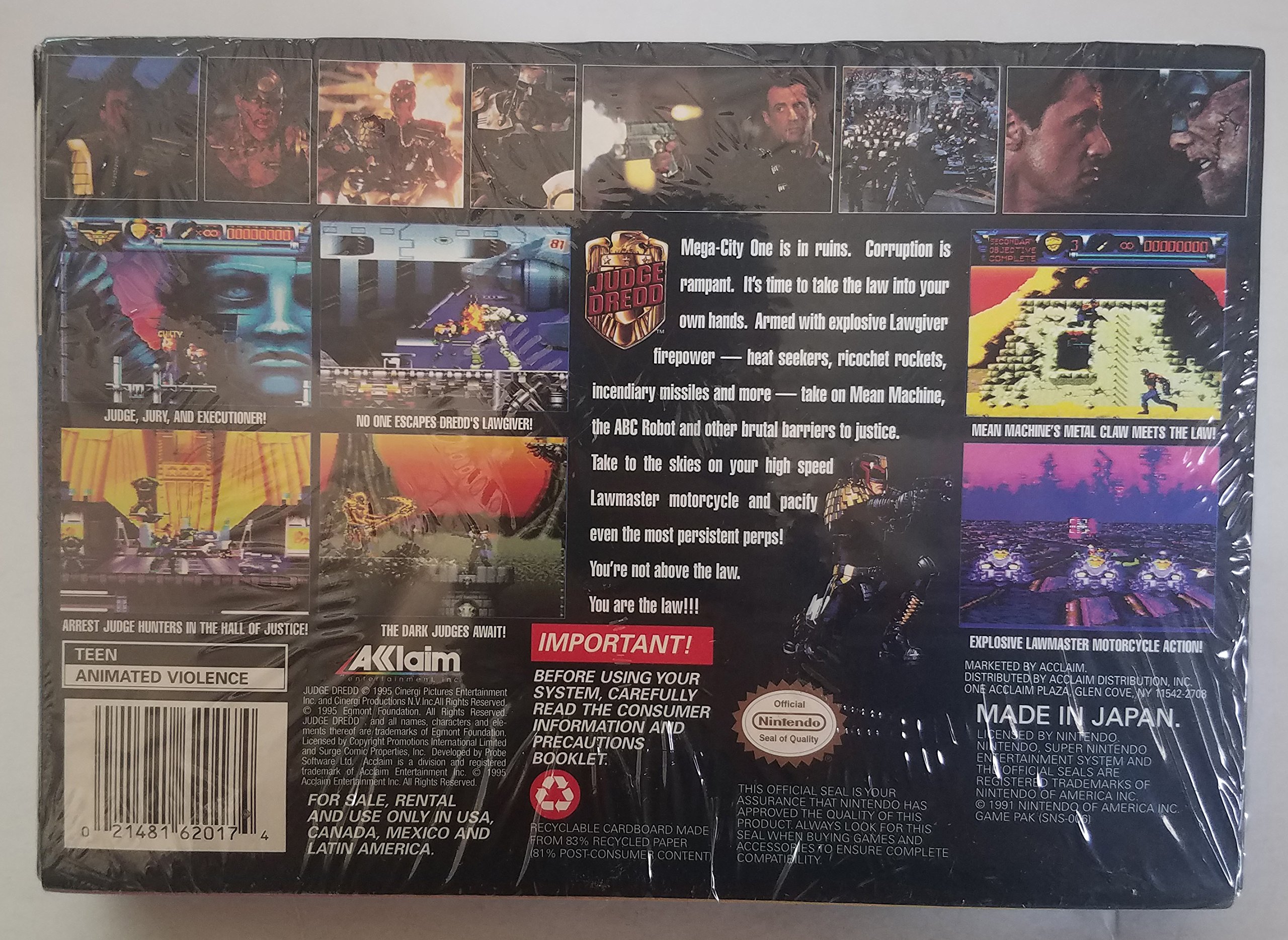 Judge Dredd: Super Nintendo Entertainment System: Video Games