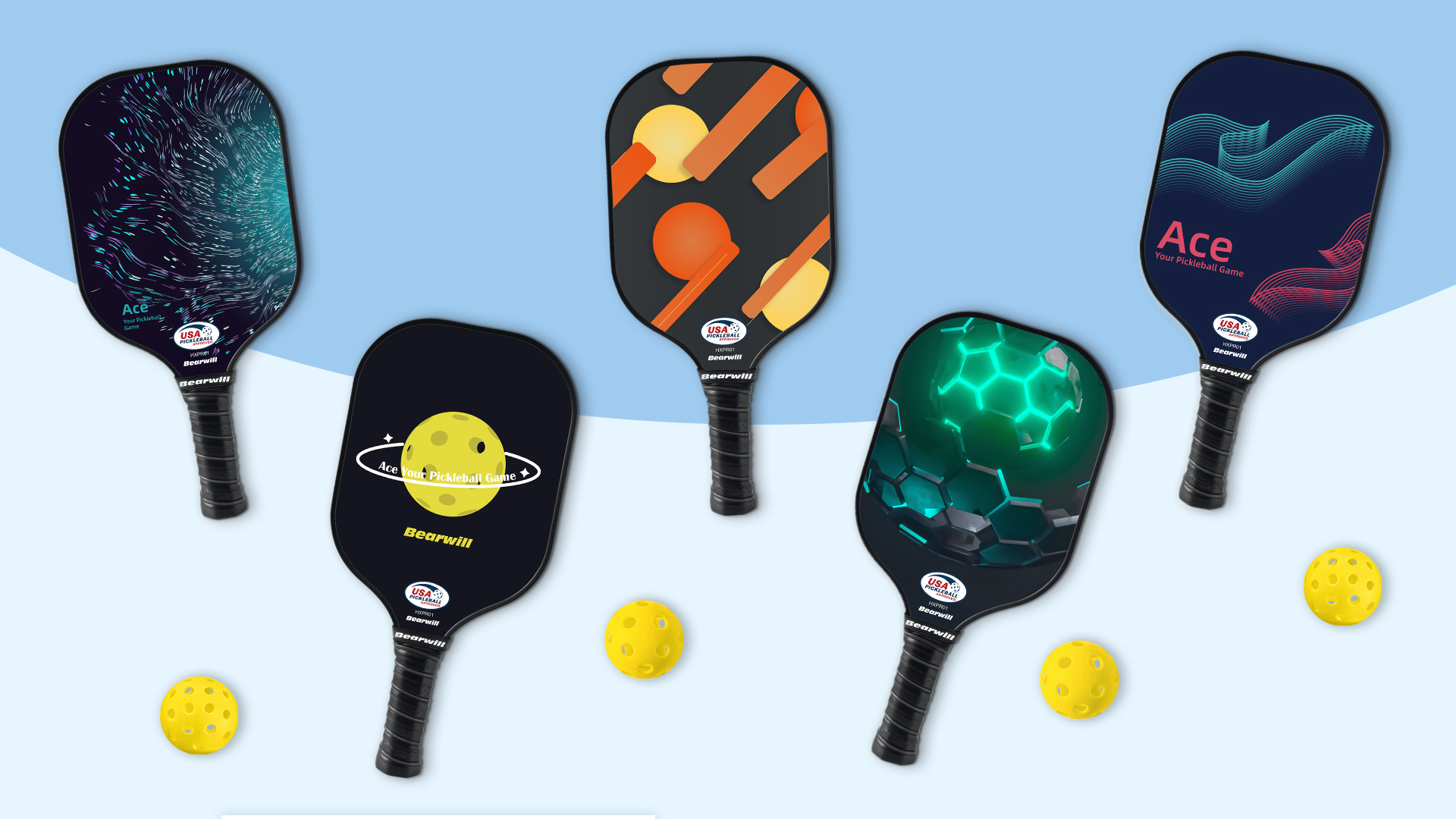Ensemble De Raquettes De Pickleball Avec Surfaces En Fibre De Verre Et Noyau Et 4 Balles Raquettes De Pickleball Legeres Et Equilibrees Pour Un Jeu De Qualite Superieure