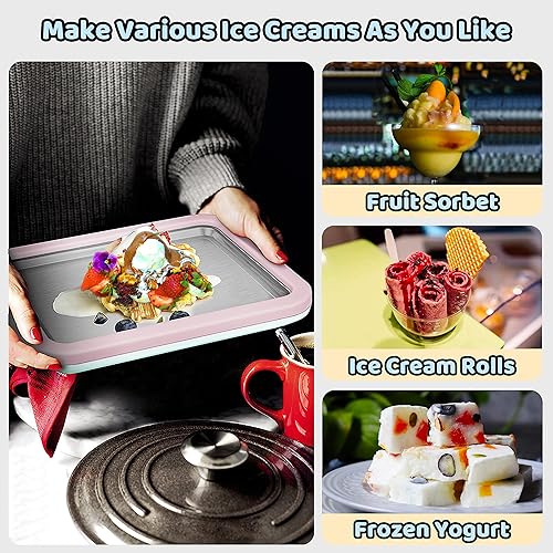 Miniatura 2 de Máquina para hacer helados enrollados, sartén para puntos dulces, plato frío instantáneo, ideal para hacer helado enrollado, suave para servir