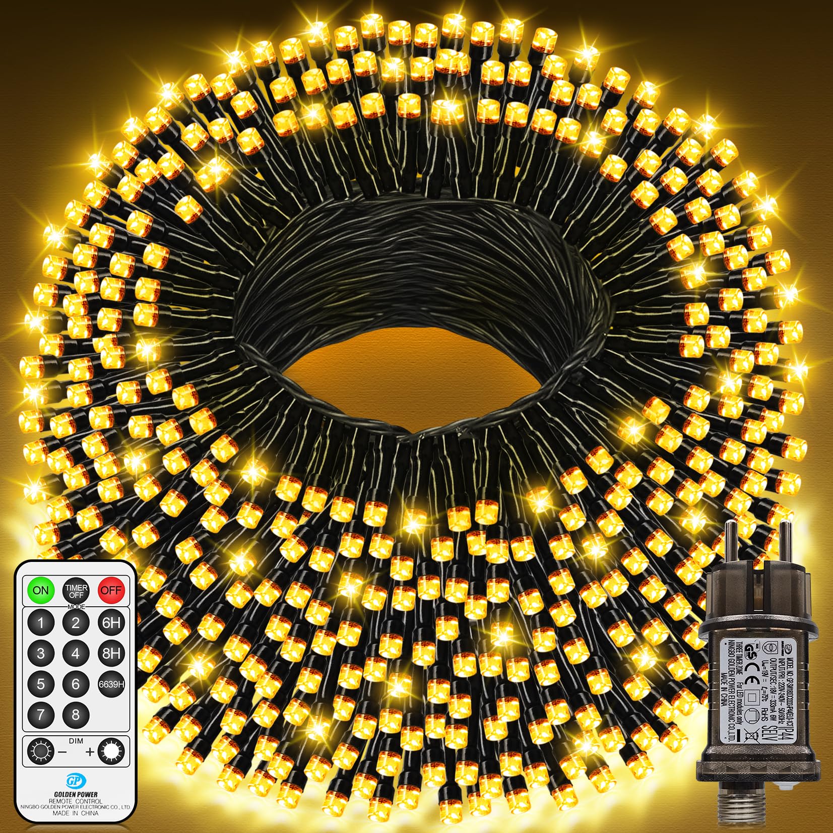 LYNNON 42m 1400 LED Lichterkette Außen Warmweiß Lichterkette Outdoor Wasserdicht 8 Modi mit Fernbedienung und Timer, Lichterkette Innen für Party Hochzeit Ostern Garten Balkon Weihnachtsbaum deko
