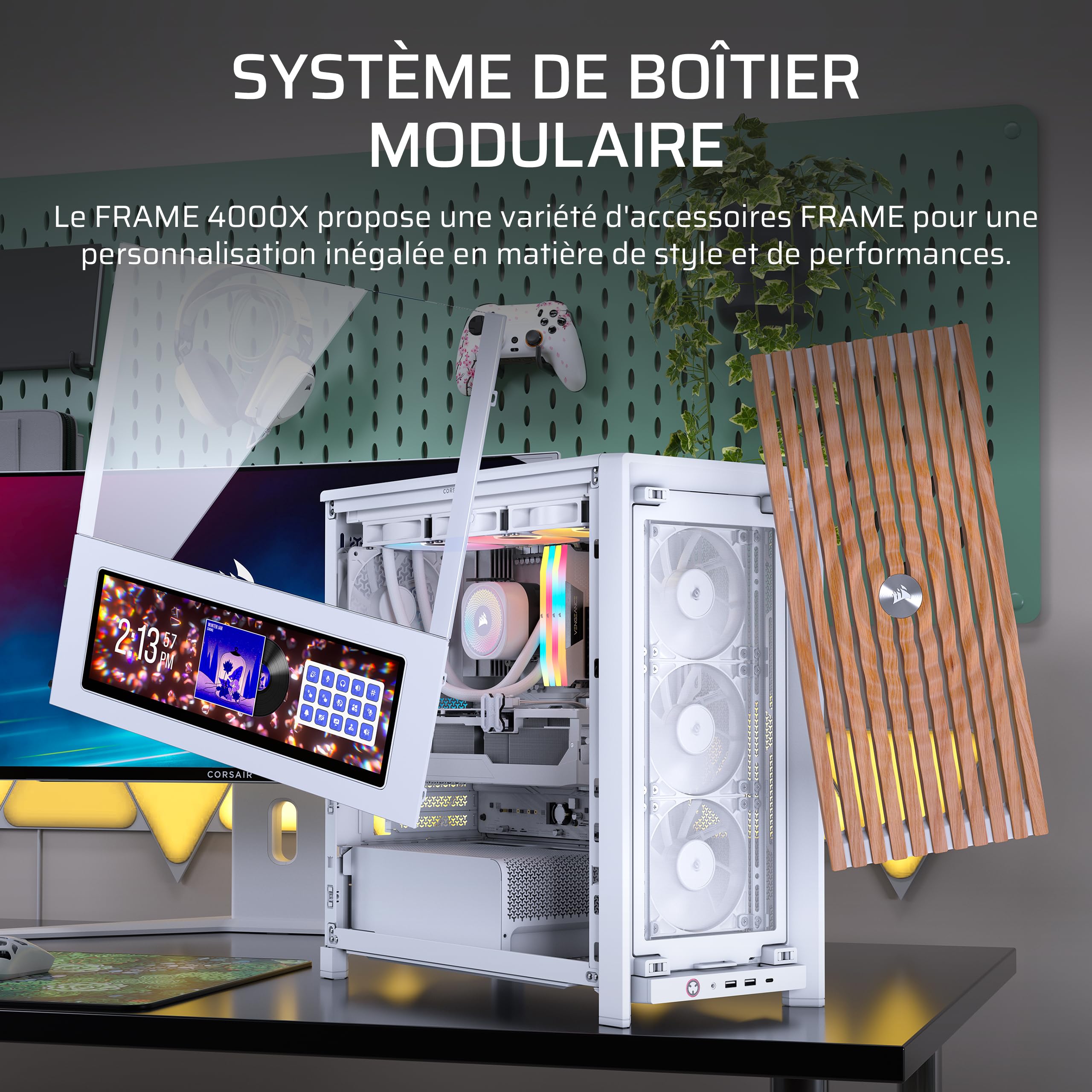 CORSAIR Frame 4000X RS Boîtier PC Moyen-Tour – 4 x RS120 Inclus – Blanc