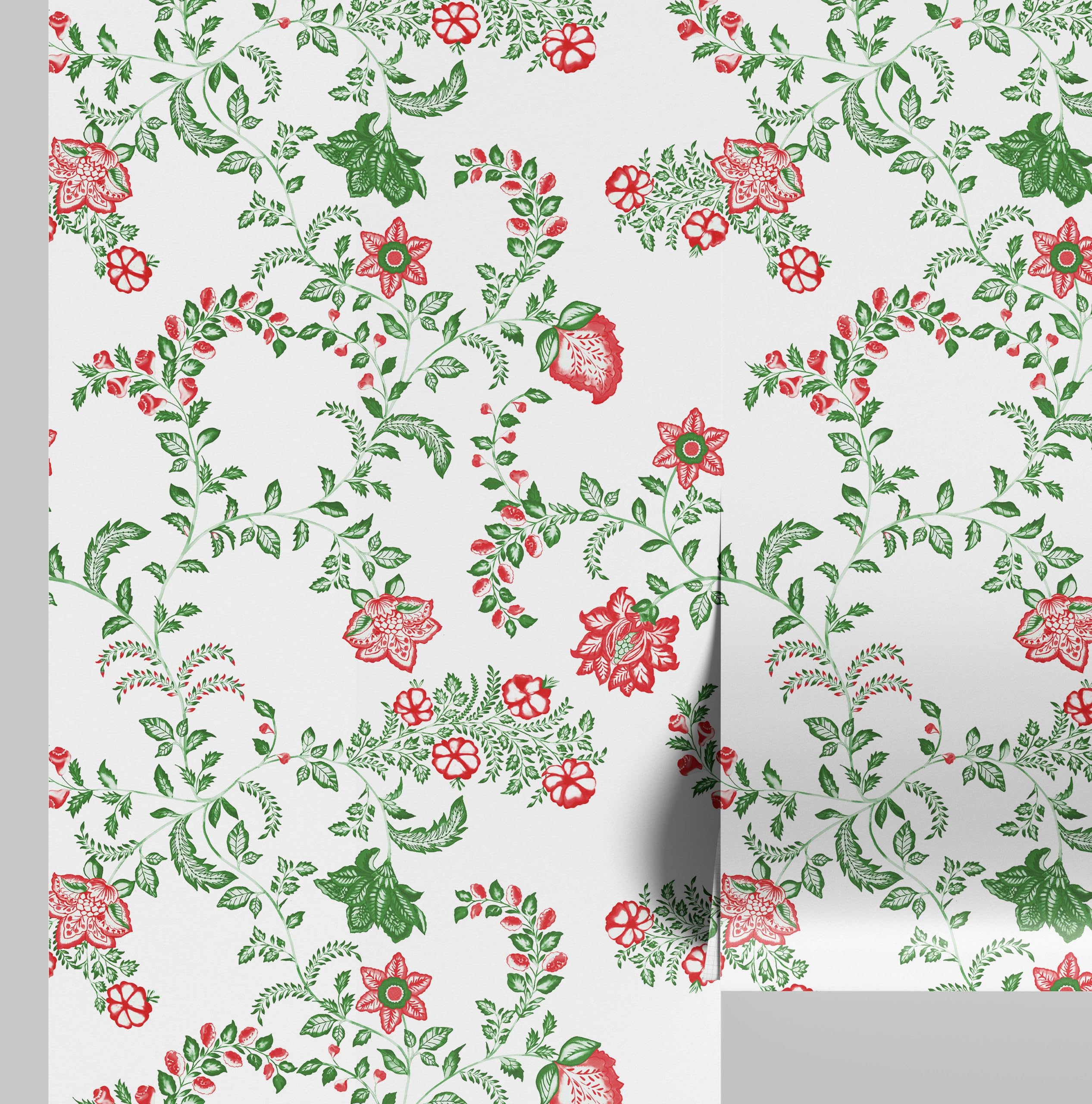 Papier peint vinyle autocollant pour un salon au style floral rustique blanc
