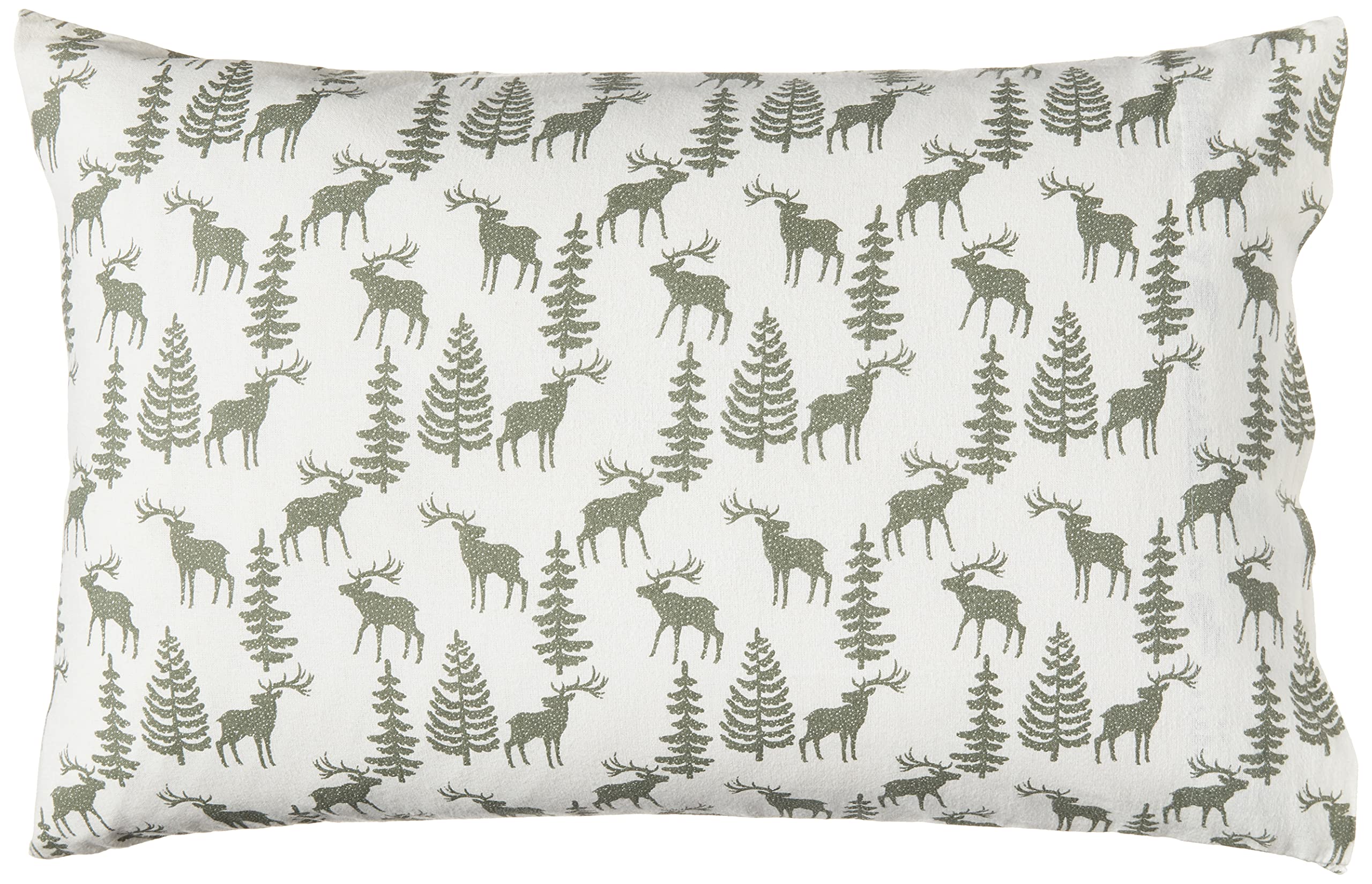 Brielle Home Flannel Sheet Set Cotton Soft Warm & Cozy Modern Chic with Elastic Deep Pockets, Queen, Deer Ivory