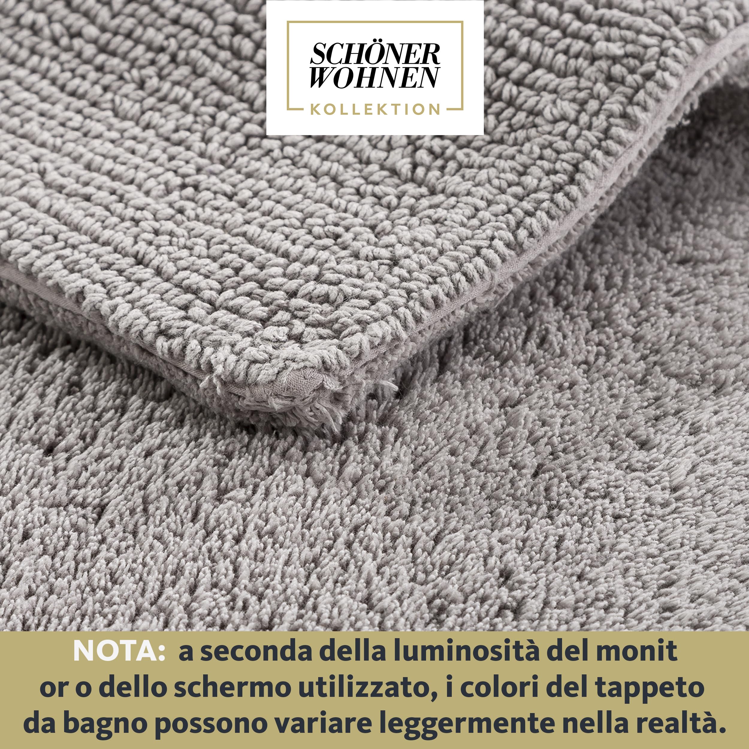 Collezione Schöner Wohnen Tappeto da bagno 60 x 90 cm - reversibile - lavabile - 100% cotone - monocolore - grigio chiaro