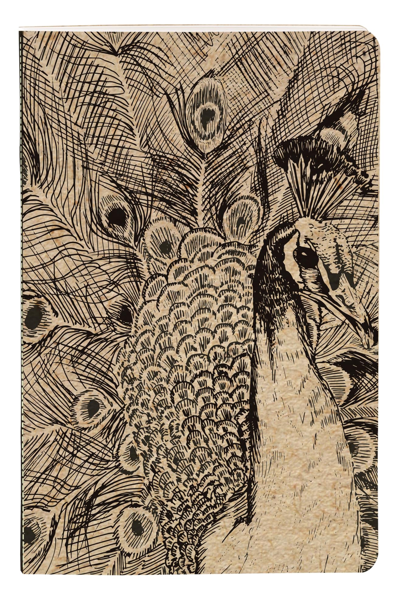 Clairefontaine 116036C - Small Thread-stitched Notebook Nature motif Kraft cover - 11x17cm 64 Lined Pages Ivory paper 90g - Le Cerisier Blanc Collection Mixed