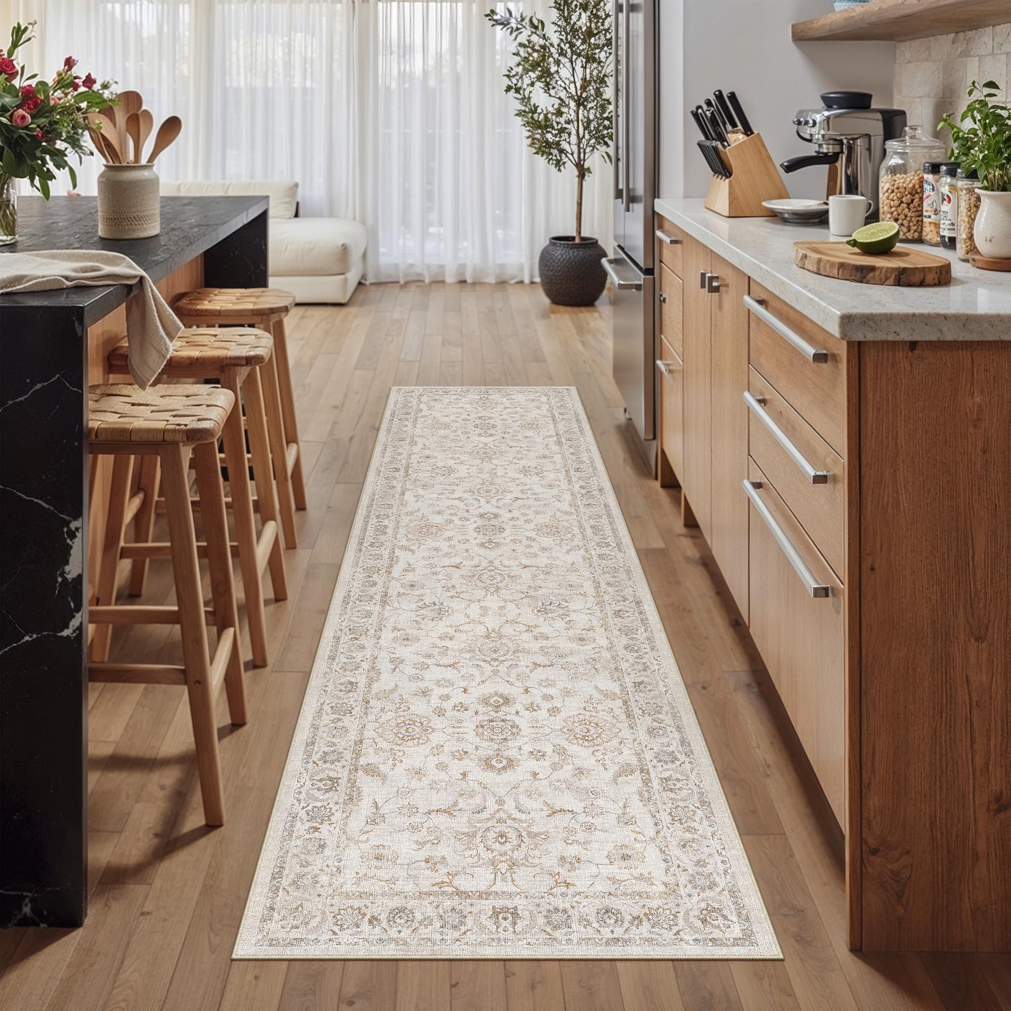 PureCozy Beige LäUfer Flur Teppich 60x240cm Küchenteppich Waschbar Teppiche