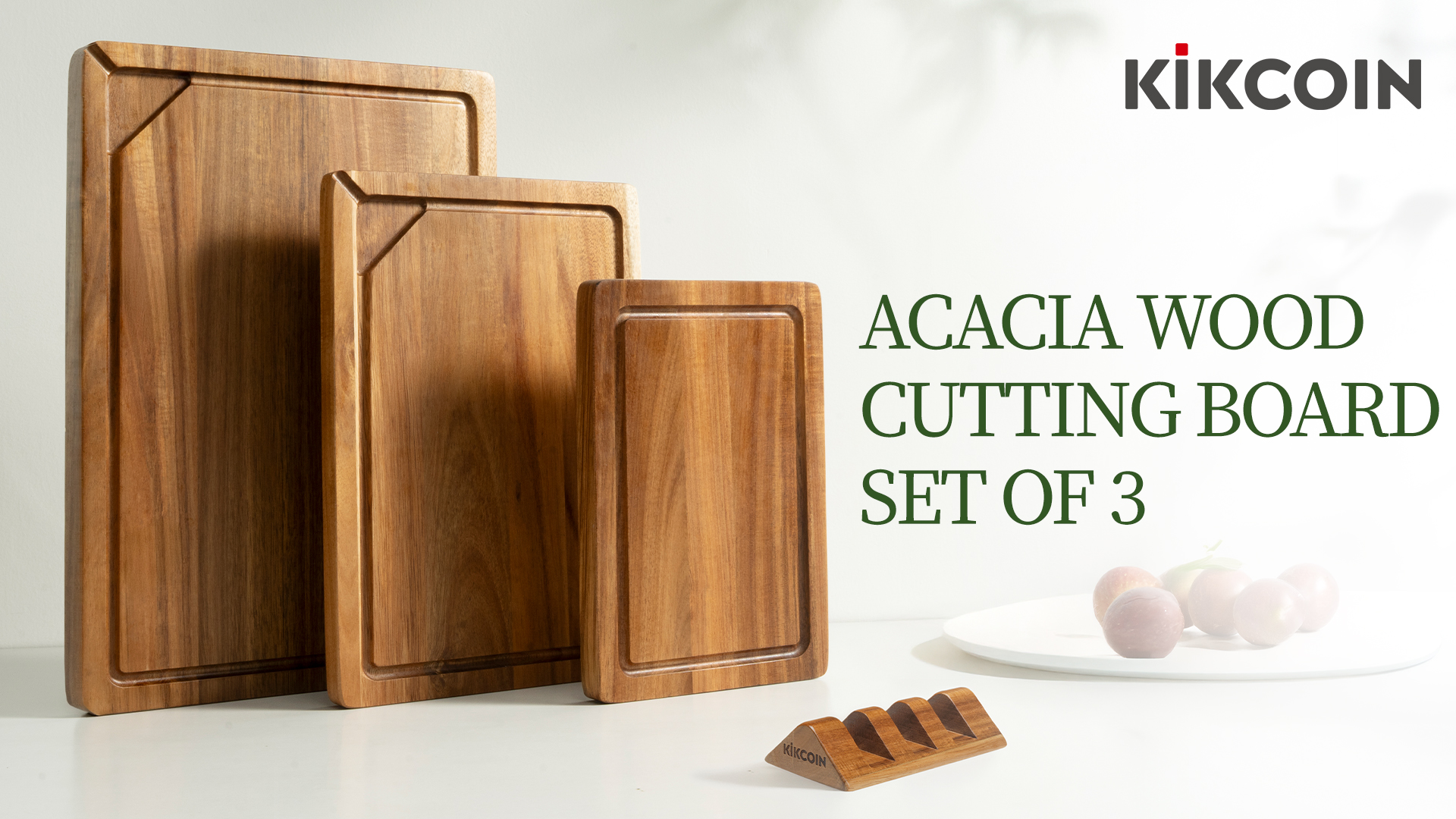 Amazon.com: Kikcoin Acacia Wood Cutting Board Set of 3, Wooden
