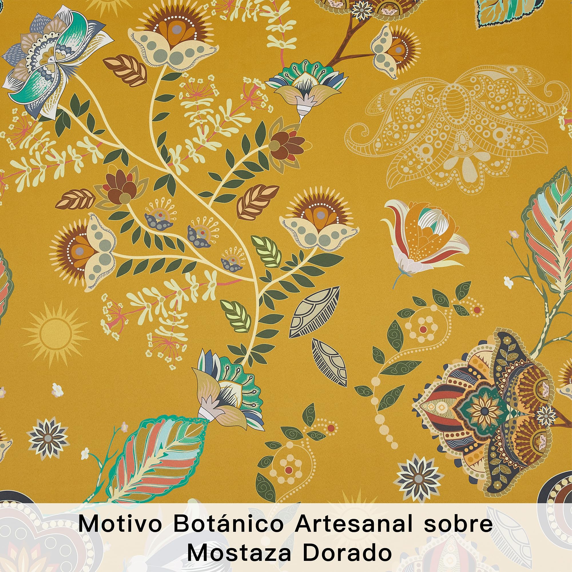 XiDi Rideaux Occultants Imprimés,Rideaux de Chambre à Fleurs Jaunes Vintage, Style Œillets, Adaptés Aux Chambres et Aux Salons, 132x214 CM 2 Panneaux