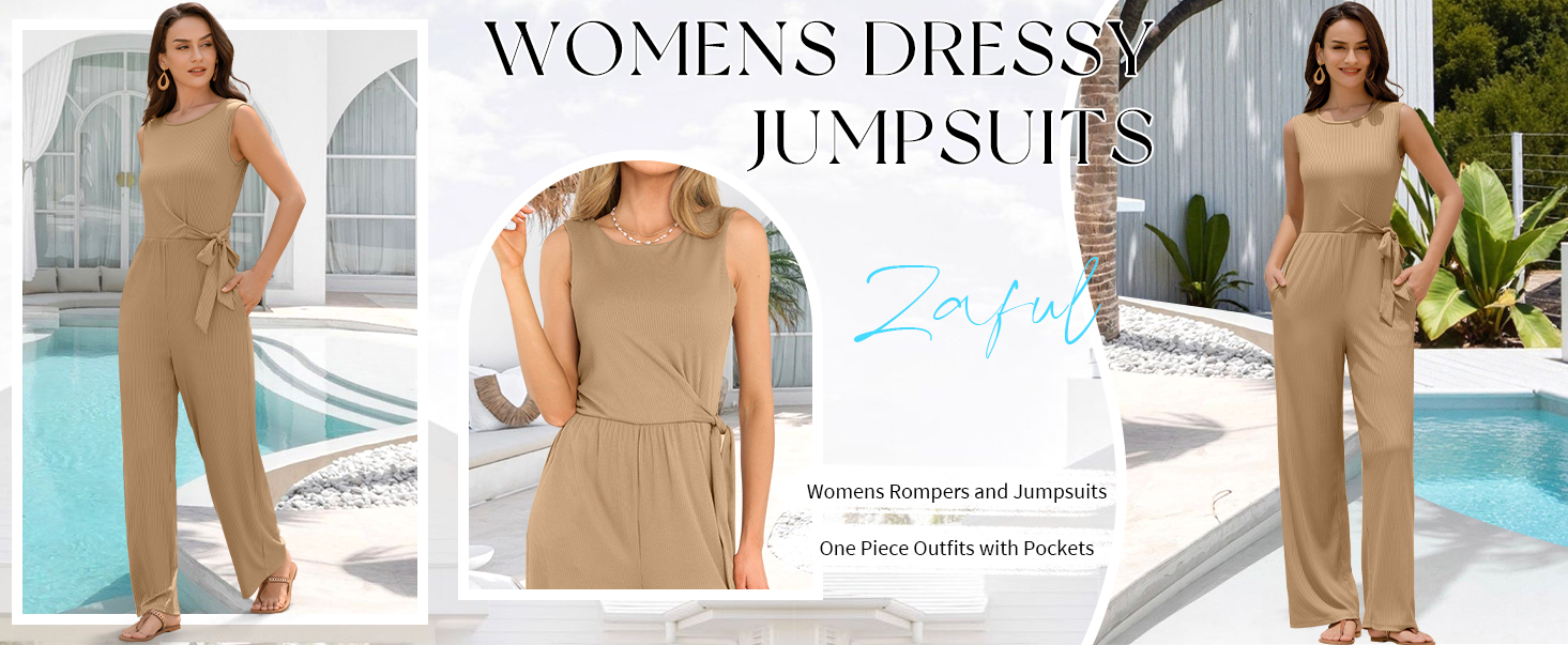 Amazon.com: ZAFUL Women's Dressy Ribbed Jumpsuits 2025 Fashion