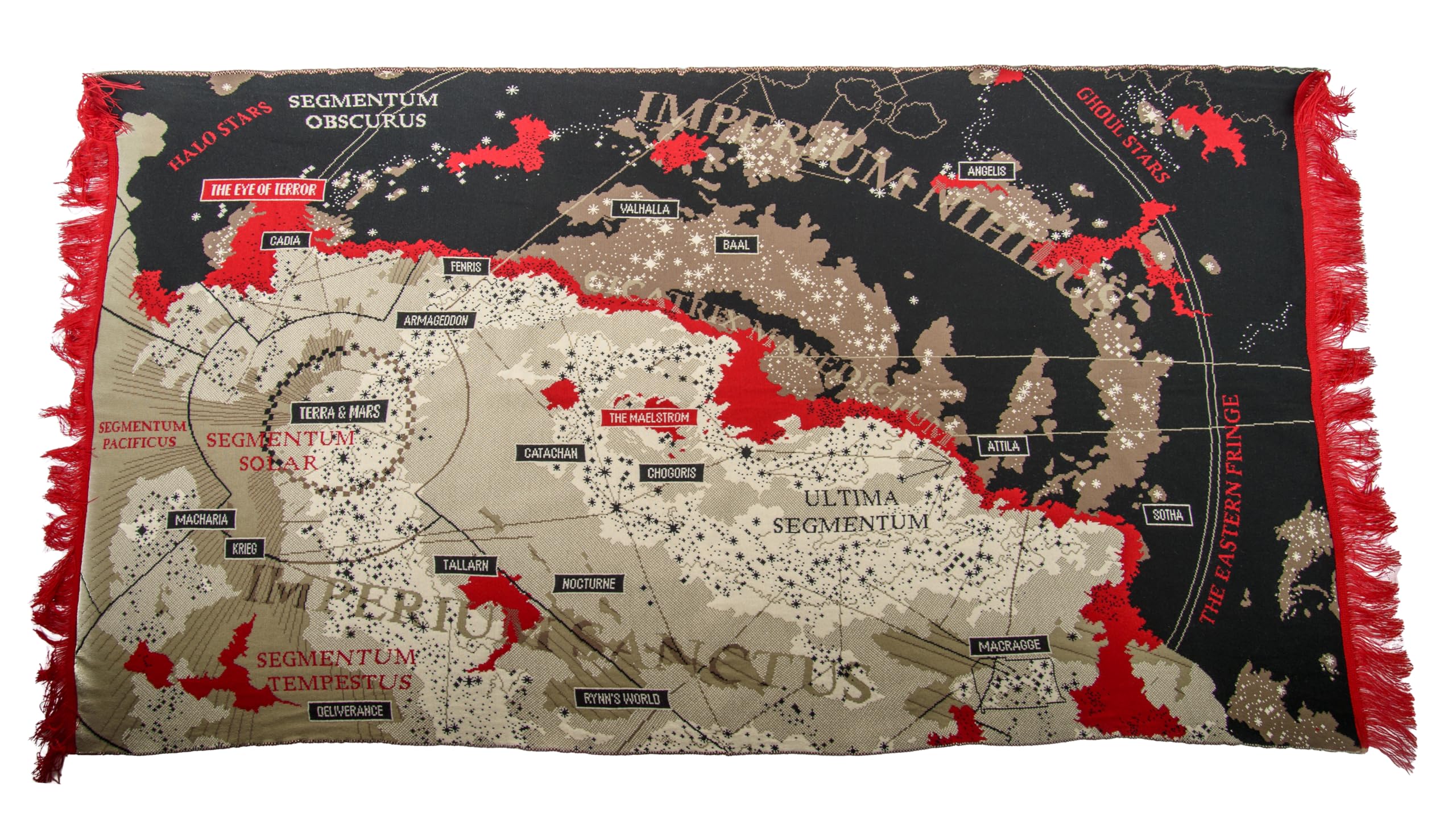Warhammer 40000 Decke - Imperium Galaxie-Karte Design mit Fransen - Kuscheldecke 40K Geschenk