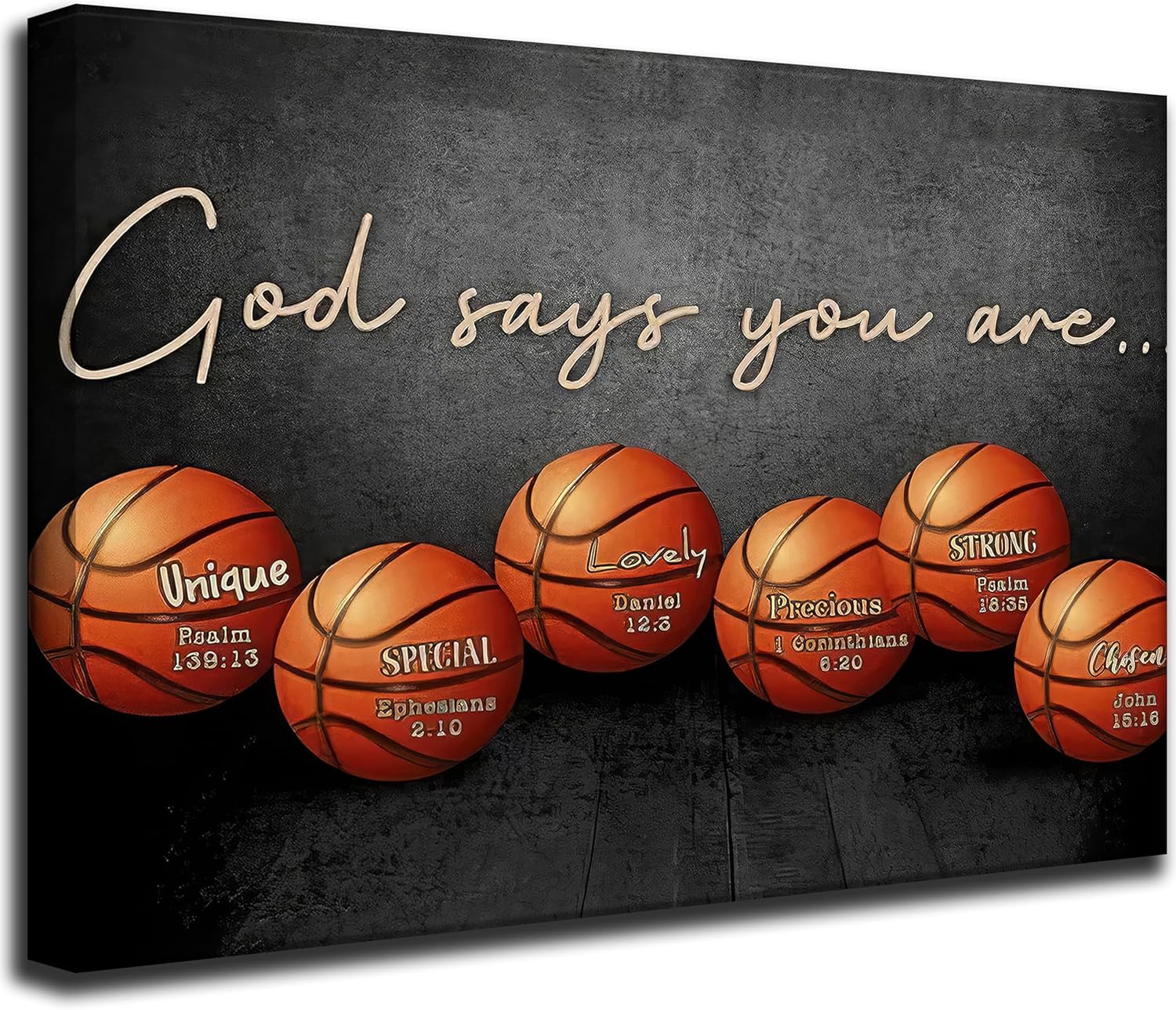 Inspirational Basketball Canvas Wall Art Basketball Teen Boys Kids Room wall Decor God Says You Are Canvas Print Painting Framed basketball posters for Dorm Gym Bedroom Office Home Decor 16x24inch