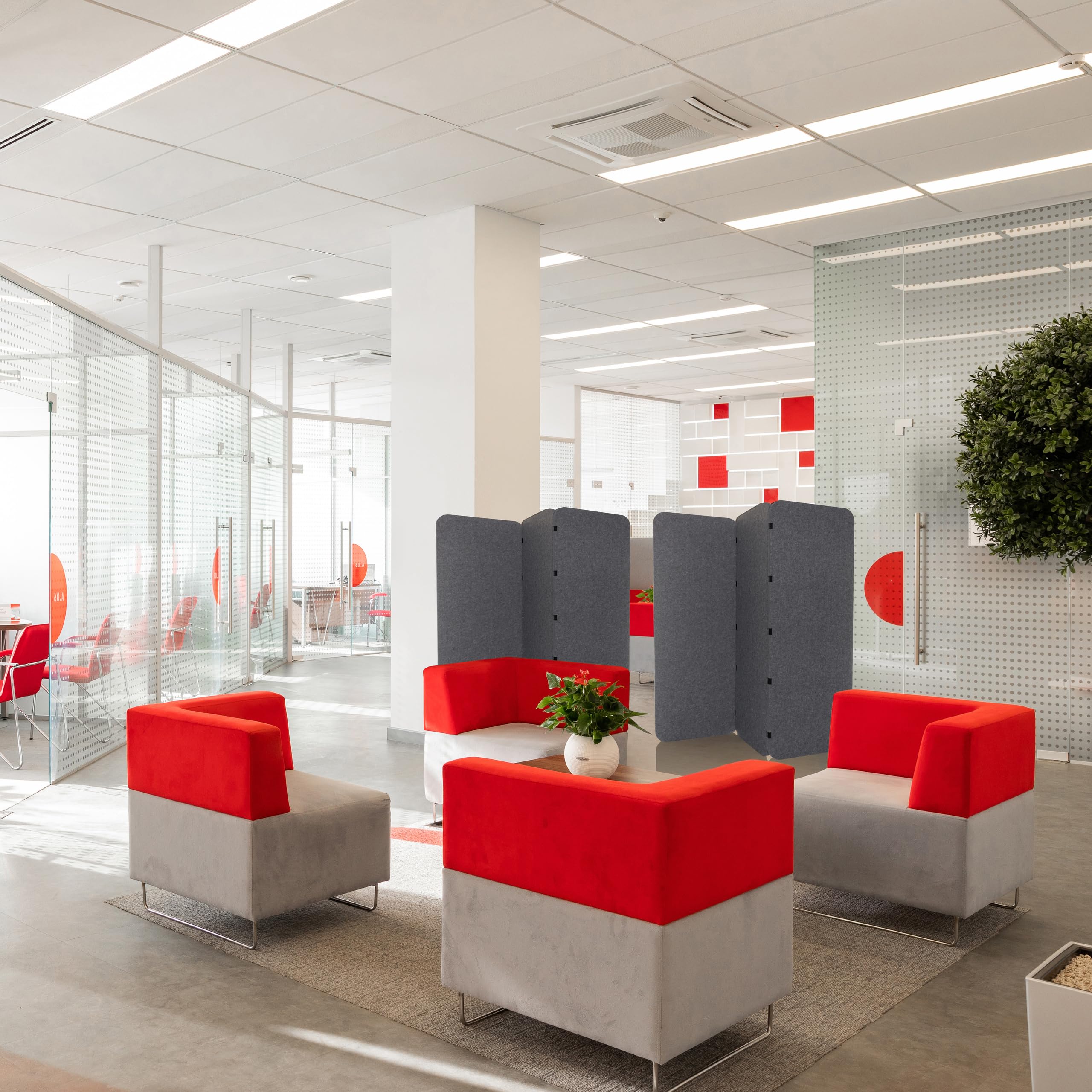 hjh OFFICE Cloison Acoustique Verticale FLEXMIUT EL Cloison en 3 Parties indépendante, Protection visuelle pour Le Bureau et la Maison, Gris