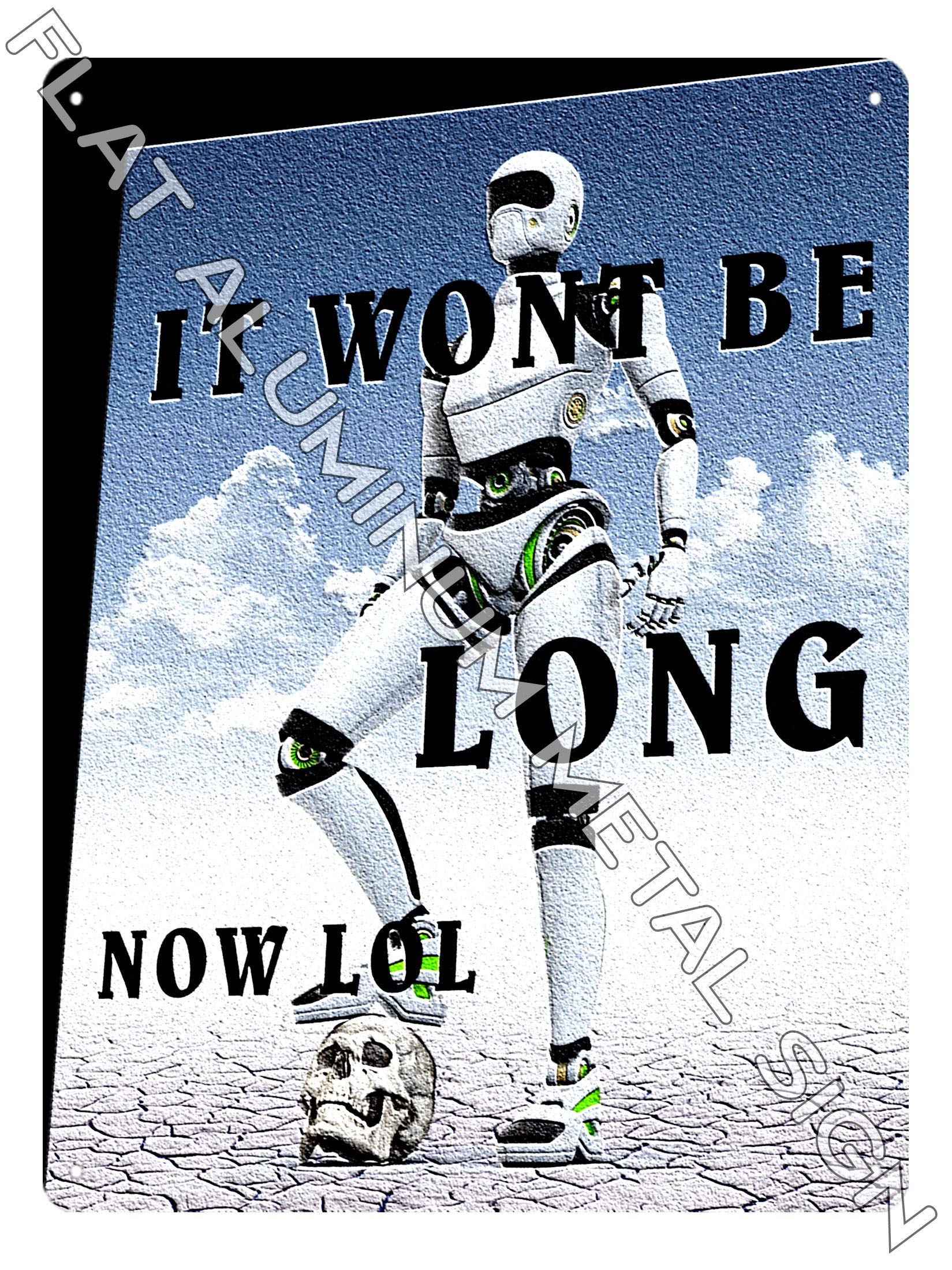 RETRO SIGNS BY J E MATRIX Robot Doomsday Funny Metal Sign Joke Robotics Laboratory Decor Art 955