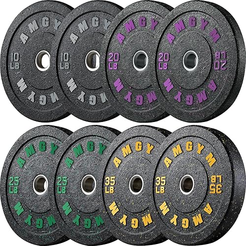 Miniatura 61 de 2 Inch Bumper Plates，10-500lbs，Barbell Rubber Olympic Weight Plates Set for Home Gym, Strength Training & Weight Lifting, Multiple Options