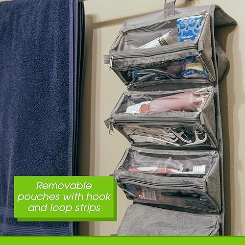 Miniatura 5 de 7Penn Neceser de viaje enrollable de gran capacidad para mujeres u hombres con 4 compartimentos transparentes extraíbles