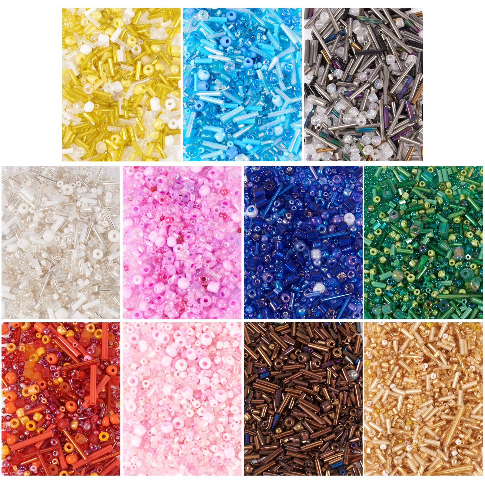Cheriswelry 220g Mixed Shapes Glass Seed Beads Crystal Rondell Round Beads Small Tube Glass Beads for DIY Bracelet Necklace Jewelry Making