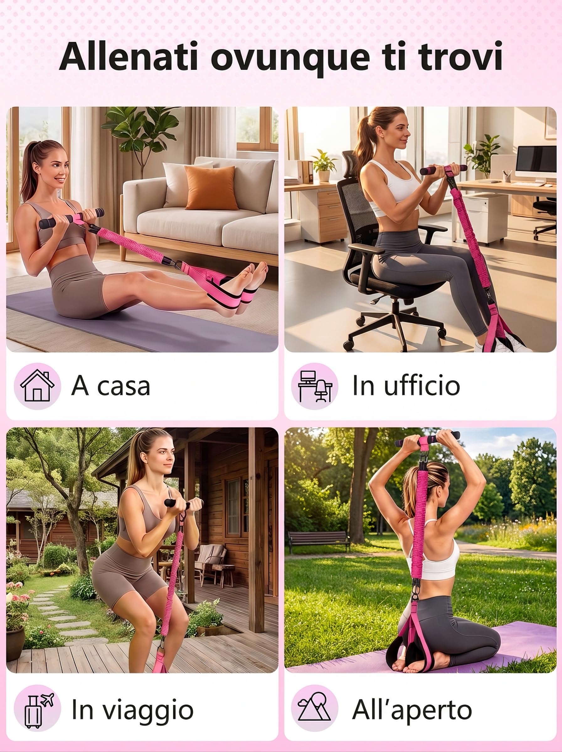 Elastici di Resistenza con Pedali, Fascia Fitness per Esercizi di Braccia e Gambe, Accessorio per Casa