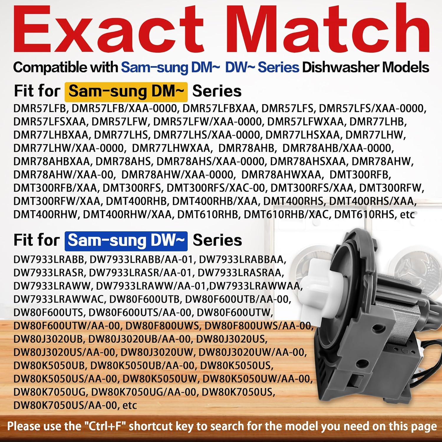 Dishwasher Drain Pump DD31-00005A Compatible with Sam-sung, Replaces AP4342621, DD81-01527A, DW0005A, PS4222308, PS10058978, 1550731
