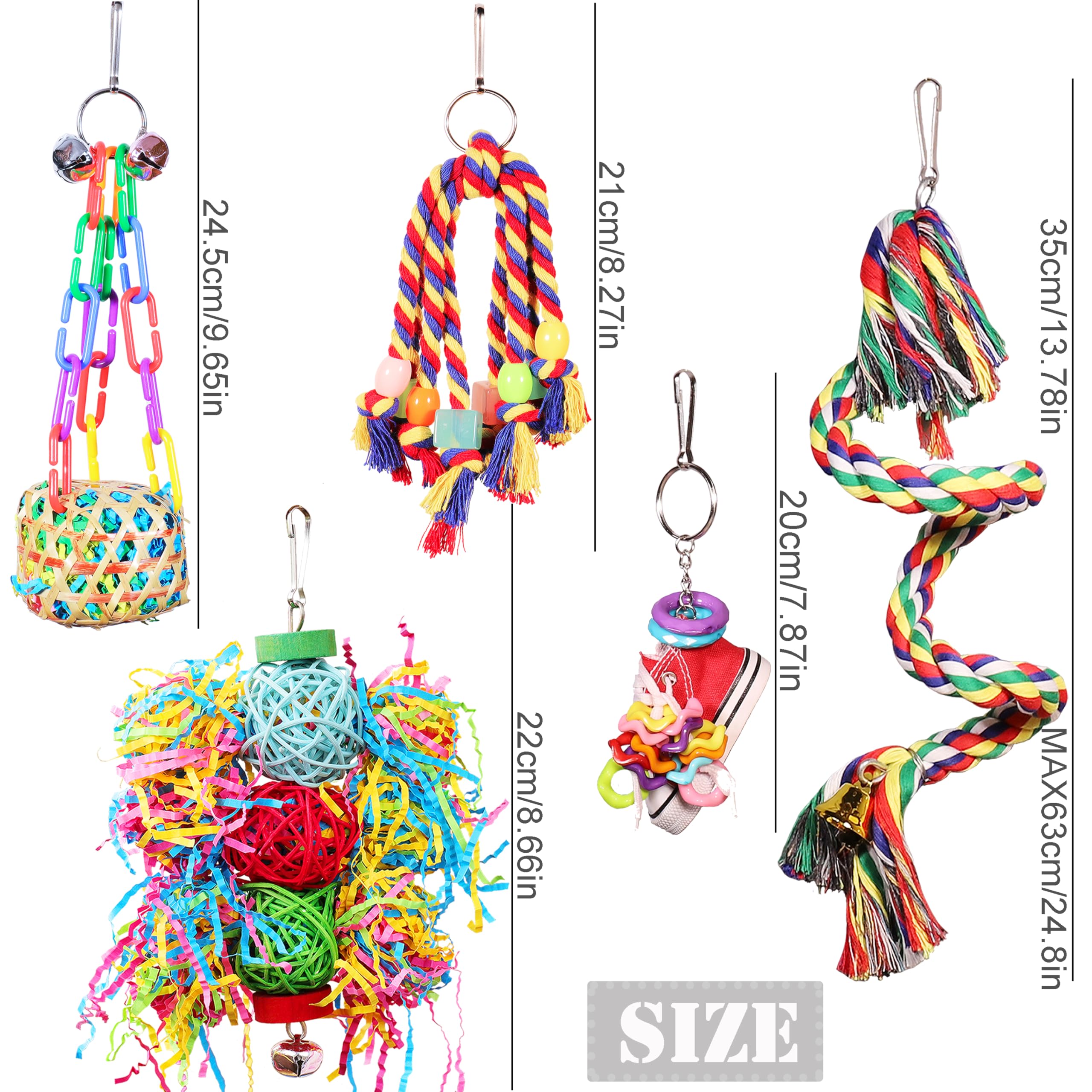Bird Toys for Parakeet，ESRISE Parrot Conure Chewing Shredding Foraging Toys with Rope Perch, Bird Cage Accessories for Cockatiel Budgies Lovebird - image 4