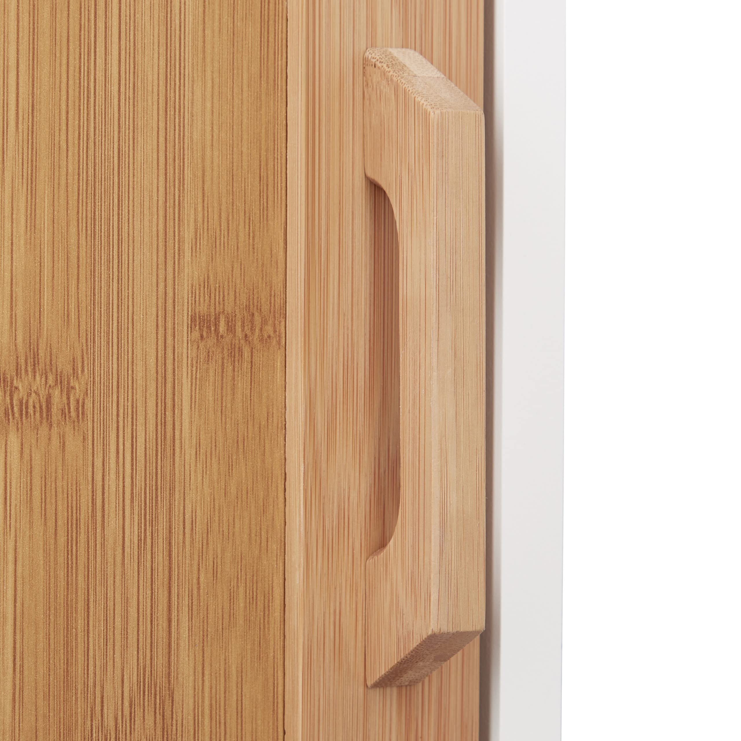 Relaxdays Mobile Bagno Legno Sottile, Design Naturale, Ripiano Regolabile, MDF & Bambù, HLP 70x40x28,5 cm, bianco