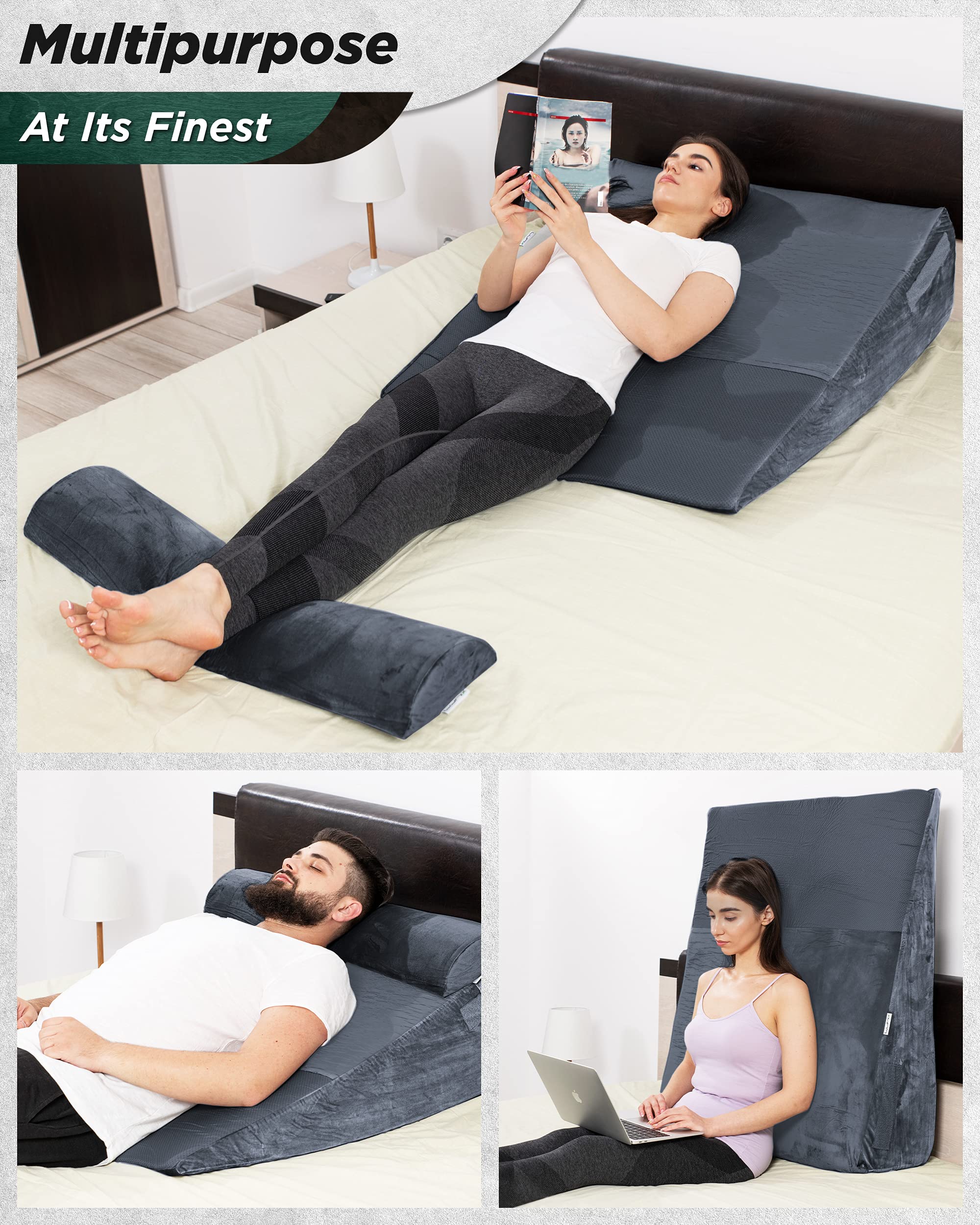 Lunix LX9 Extra Large Orthopedic Bed Wedge Pillow Set 35x32x12 Post