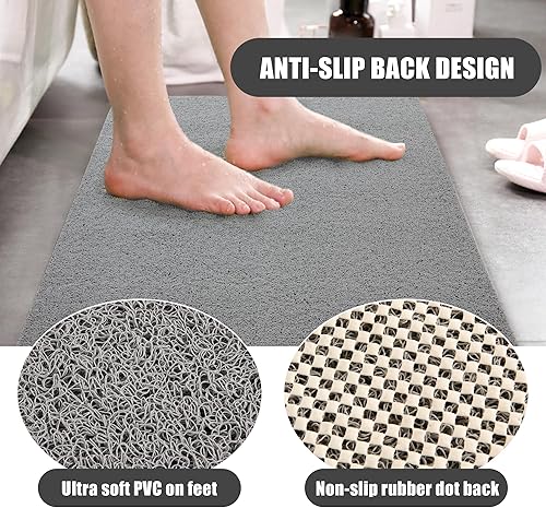 Miniatura 4 de HOMBYS Tapete de ducha extragrande de 47 x 32 pulgadas para ducha, tapete de baño antideslizante, accesorios de baño, tapetes de PVC para ducha y