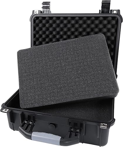 Miniatura 2 de Estuche rígido con espuma  16 x 13 x 7 pulgadas, carcasa rígida impermeable con relleno de desplume, maleta protectora con pestillo para rifles,