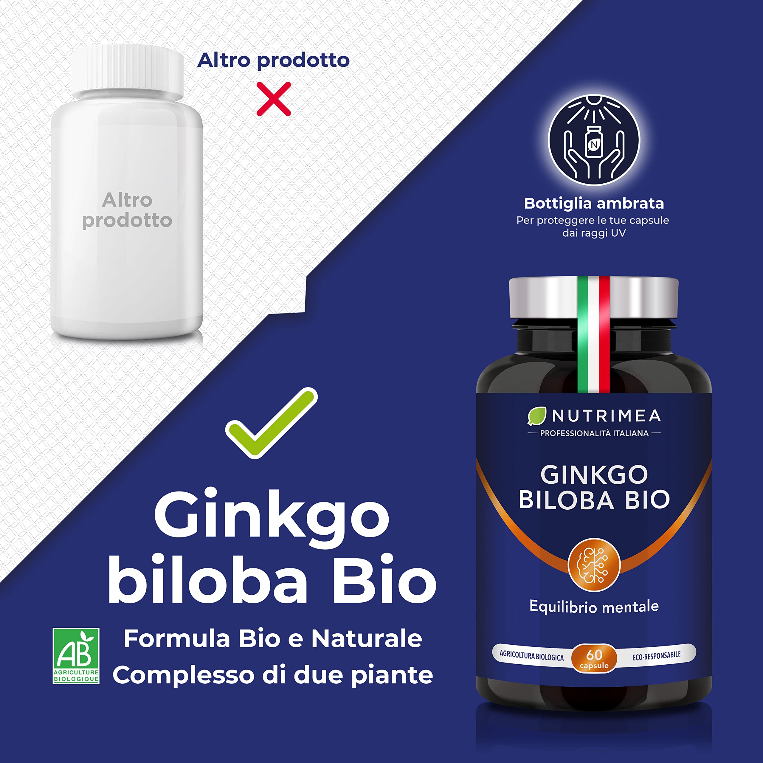 Ginkgo Biloba Biologico | Integratore per Memoria e Concentrazione | Aumenta le Prestazioni Cerebrali | Con Salvia Biologica