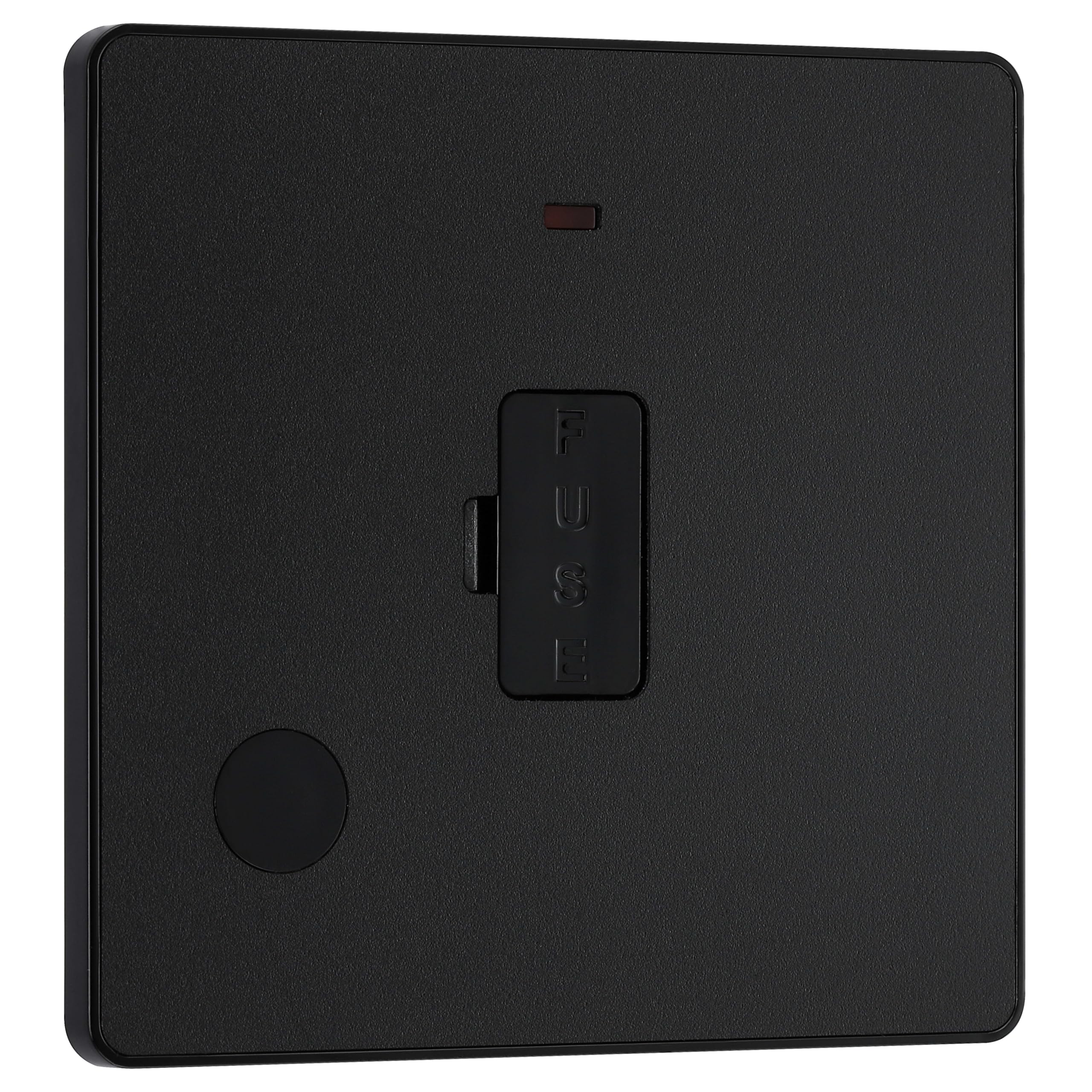 Luceco Uk Ltd Black Evolve Matt (Black) Unswitched 13A Fused Connection Unit With Power Led Indicator And Flex Outlet Pcdmb54b-01