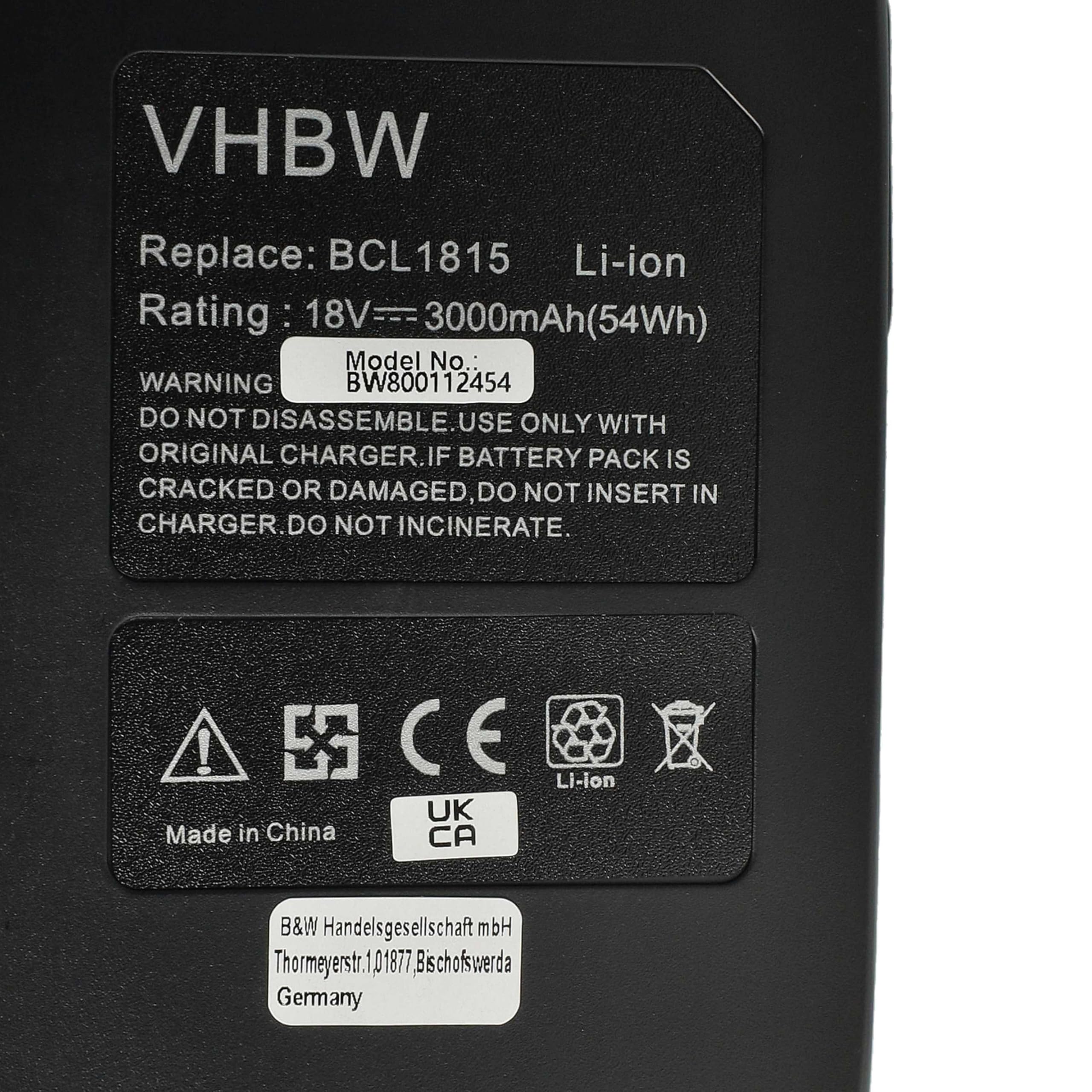 vhbw batteria compatibile con Hitachi DS 18DL, DS 18DMR, DS 18DFL, DS 18DFLG, DH 18DLX, DS18DLP4, DH18DLP4 utensile elettrico (3000 mAh, Li-Ion, 18 V)
