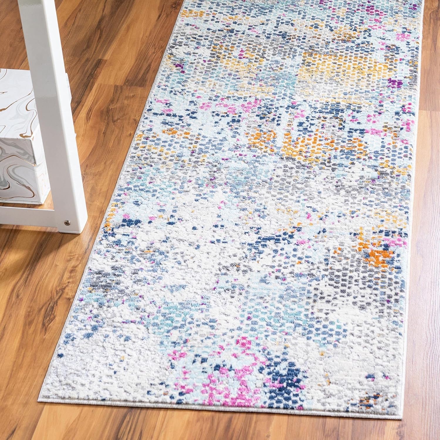 Rugs.com Malibu Collection Runner Rug – 6 Ft Runner Multi Low-Pile Rug Perfect for Hallways, Entryways
