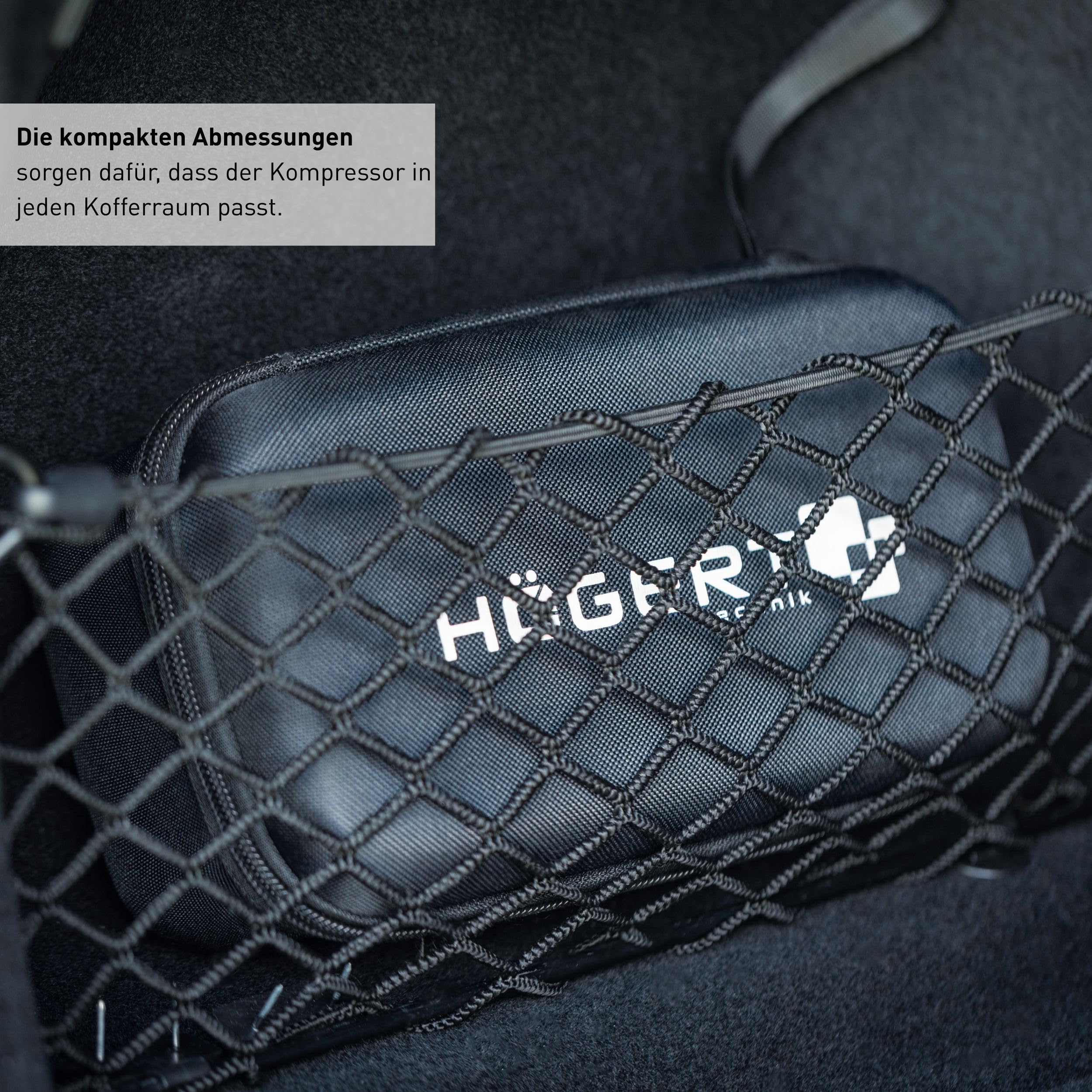 HÖGERT TECHNIK Tragbare Akku Elektrische Luftpumpe 145PSI 3in1, Mini Kompressor mit Powerbank & LED Licht, Mobiler Luftkompressor Fahrradpumpe Auto Motorrad Ball Matratze, USB-C Ladegerät