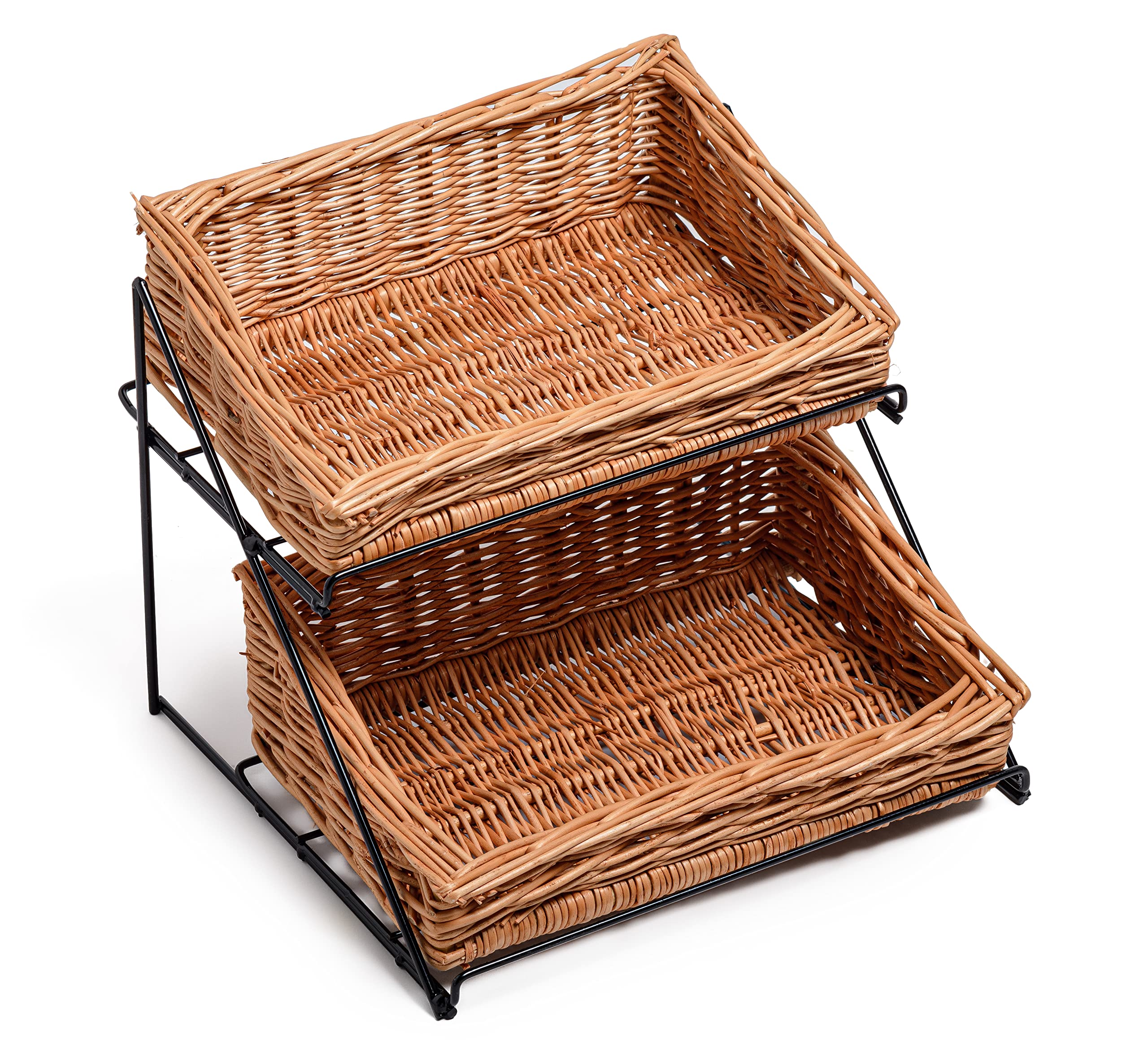 Wicker Two Tier Countertop Display Stand