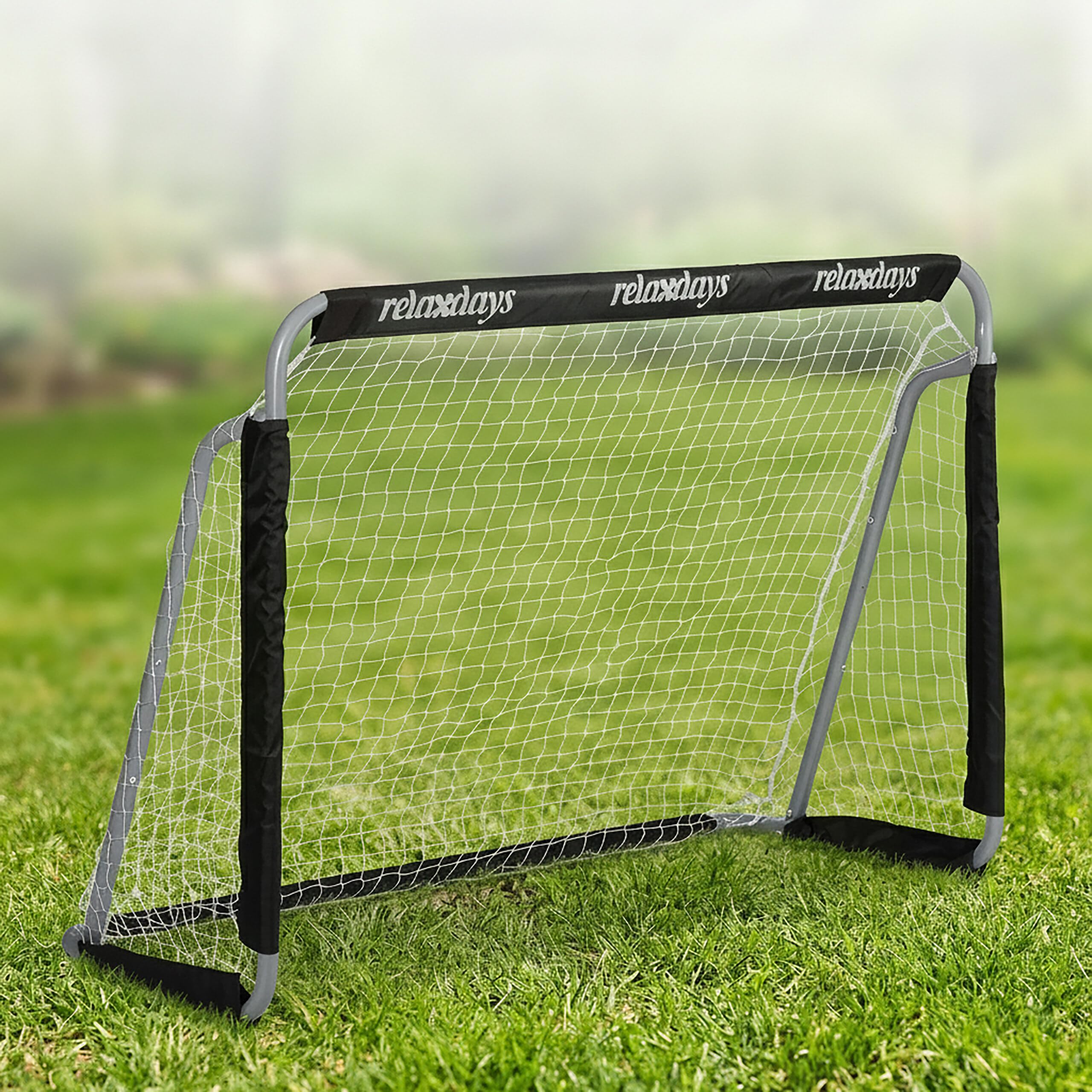 Relaxdays But de Football, Lot de 2, Enfants et Adultes, HLP : 110 x 150 x 75 cm, métal, Cage Stable pour Foot, Noir